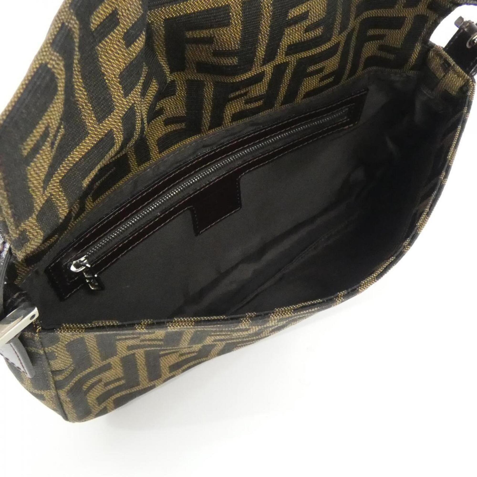 Fendi Baguette Brown Canvas Shoulder Bag (Pre-Owned)