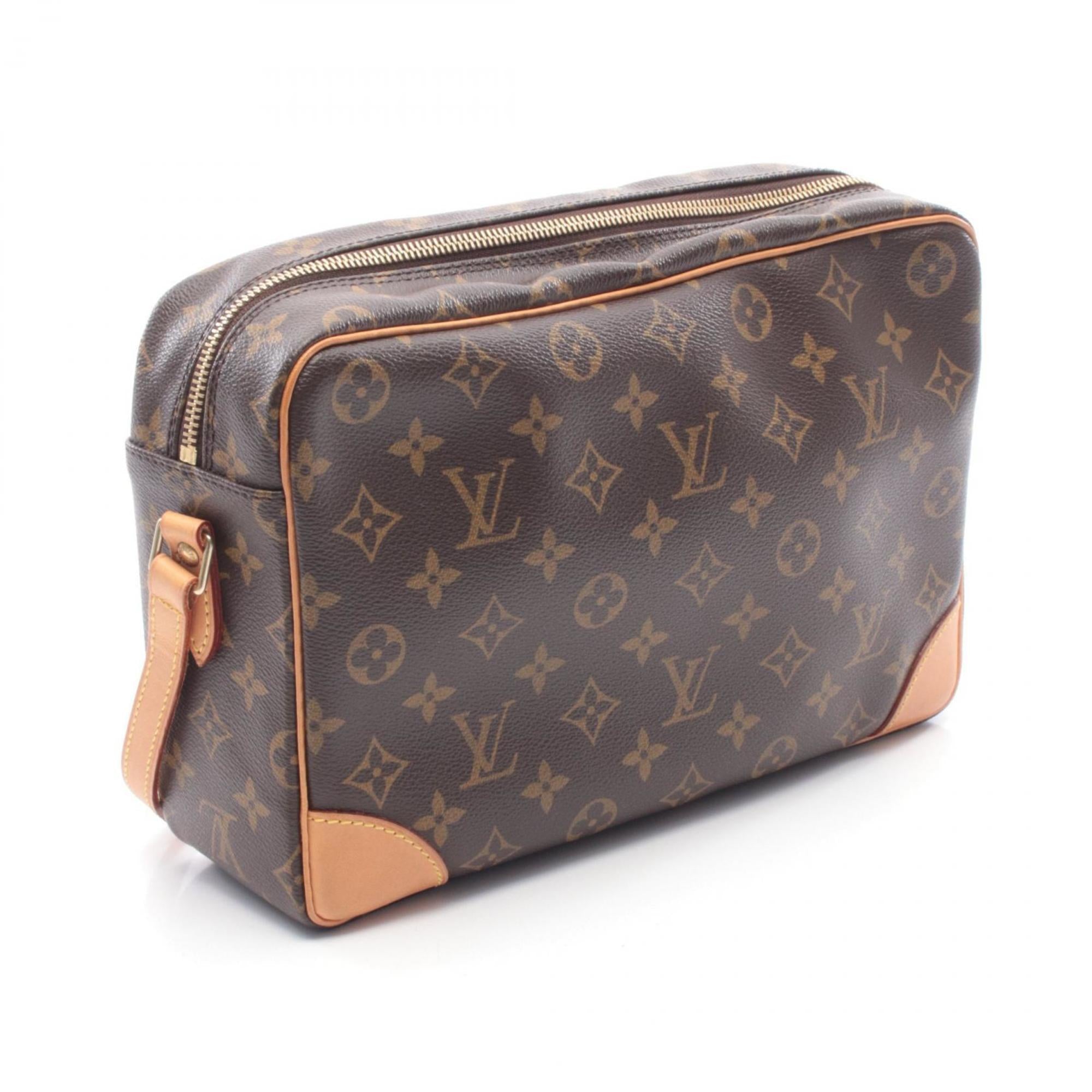 Louis Vuitton Brown Coated Canvas Leather Handbag Shoulder Bag (Pre-Owned)