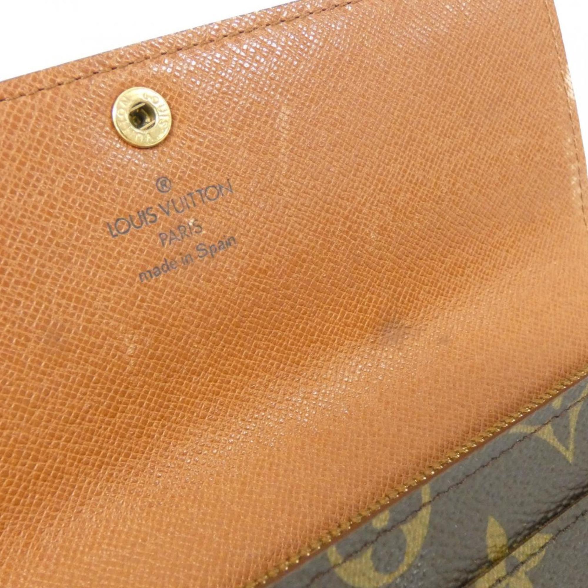 Louis Vuitton Marron Coated Canvas Long Wallet (Bi-Fold) (Pre-Owned)