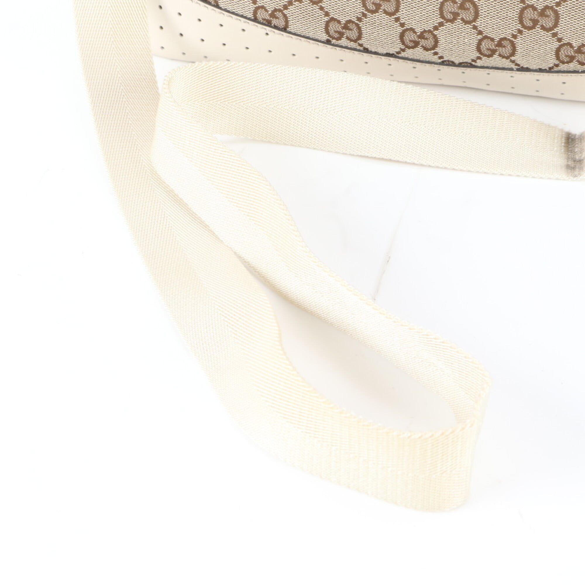 Gucci Gg Canvas Beige Ivory Leather Canvas Shoulder Bag Tote Bag (Pre-Owned)
