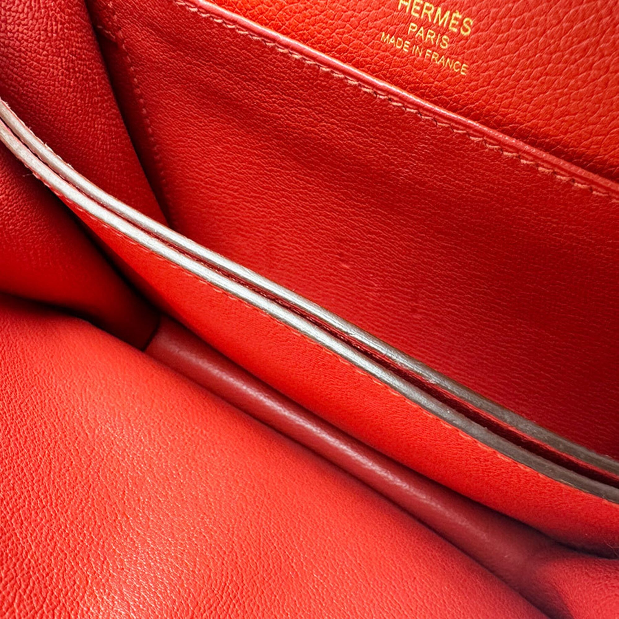 Hermes Red Color Evercalf Leather Shoulder Bag (Pre-Owned)
