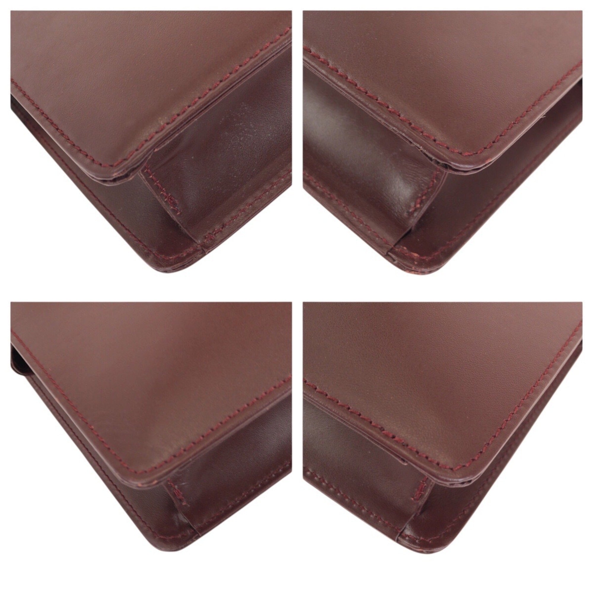 Cartier Bordeaux Wine Red Leather Clutch Bag (Pre-Owned)
