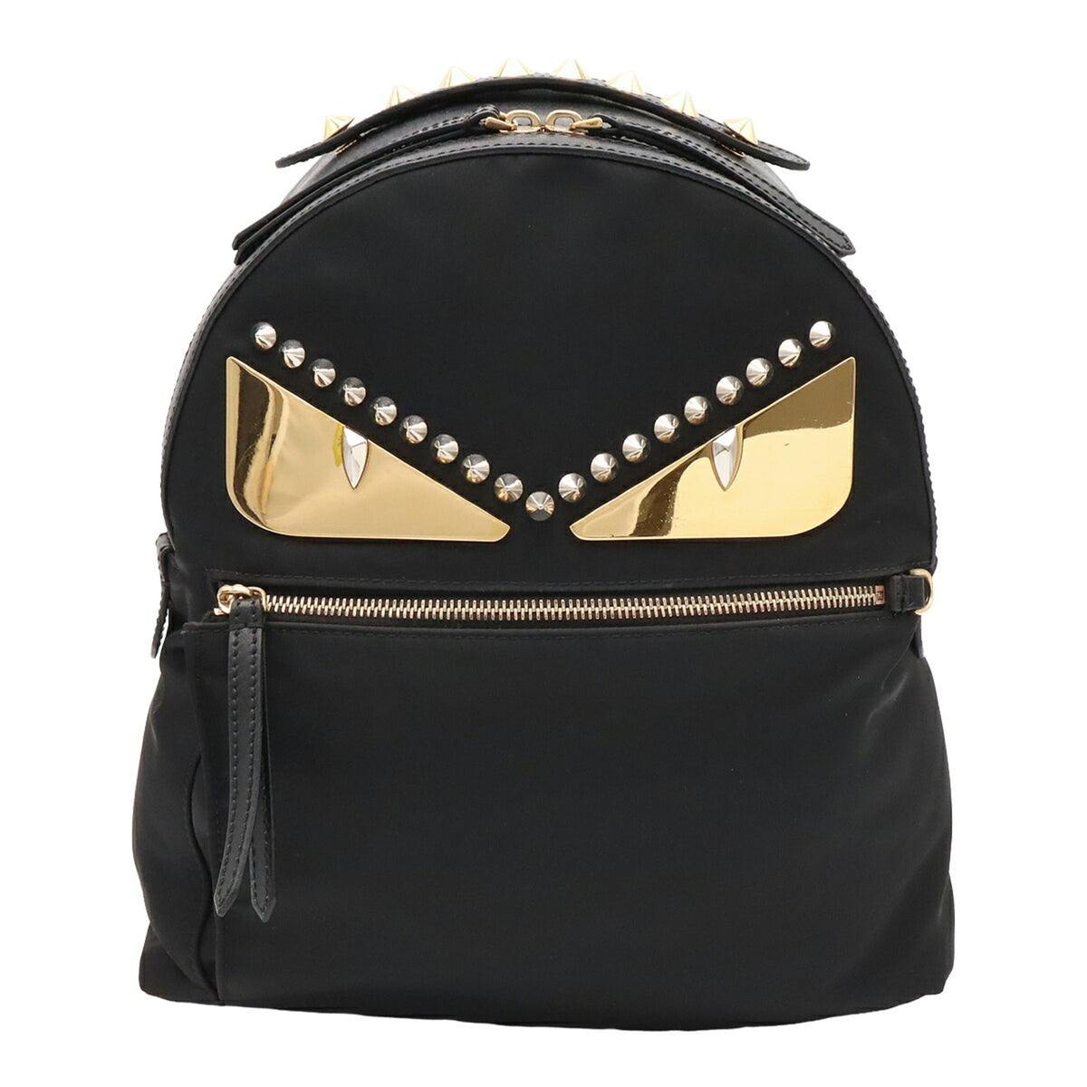 Fendi Black Nylon Leather Backpack Handbag (Pre-Owned)