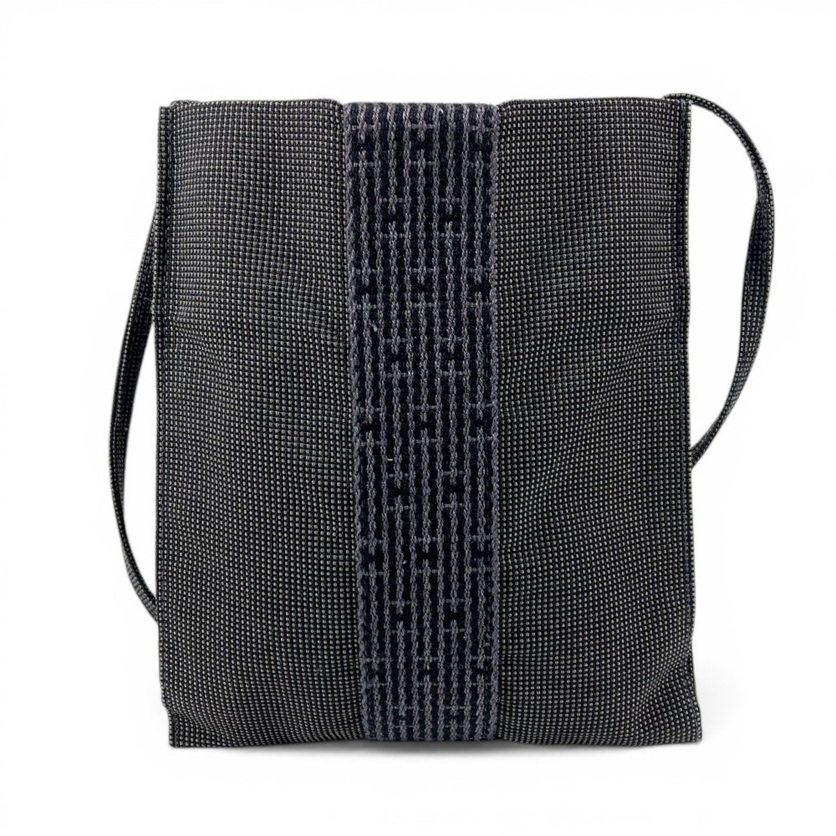 Hermes Gray Canvas Handbag Pochette Shoulder Bag (Pre-Owned)