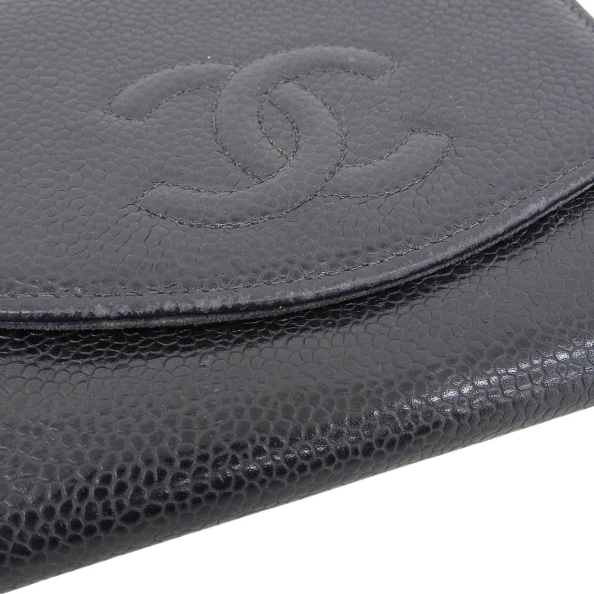 Chanel Black Grained Calfskin Wallet (Bi-Fold) (Pre-Owned)