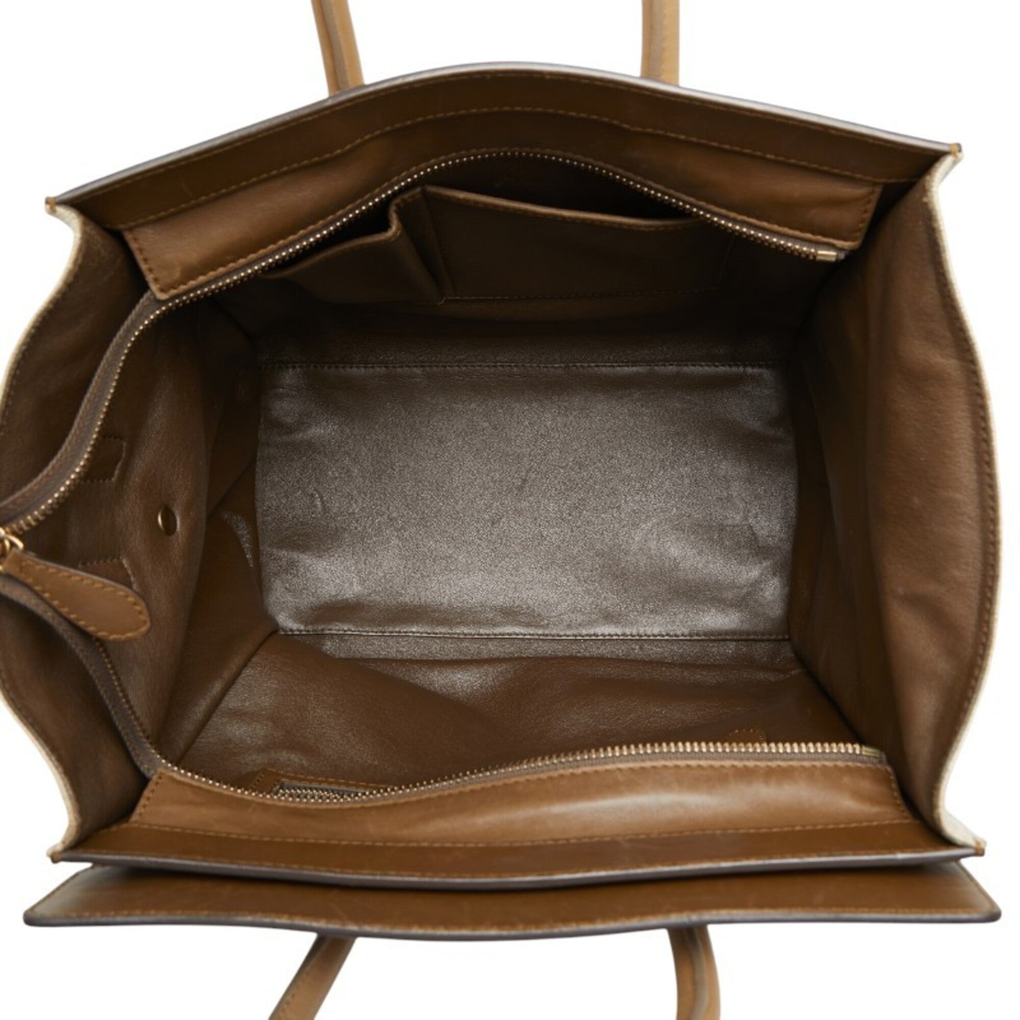 Celine Beige Brown Canvas Leather Handbag (Pre-Owned)