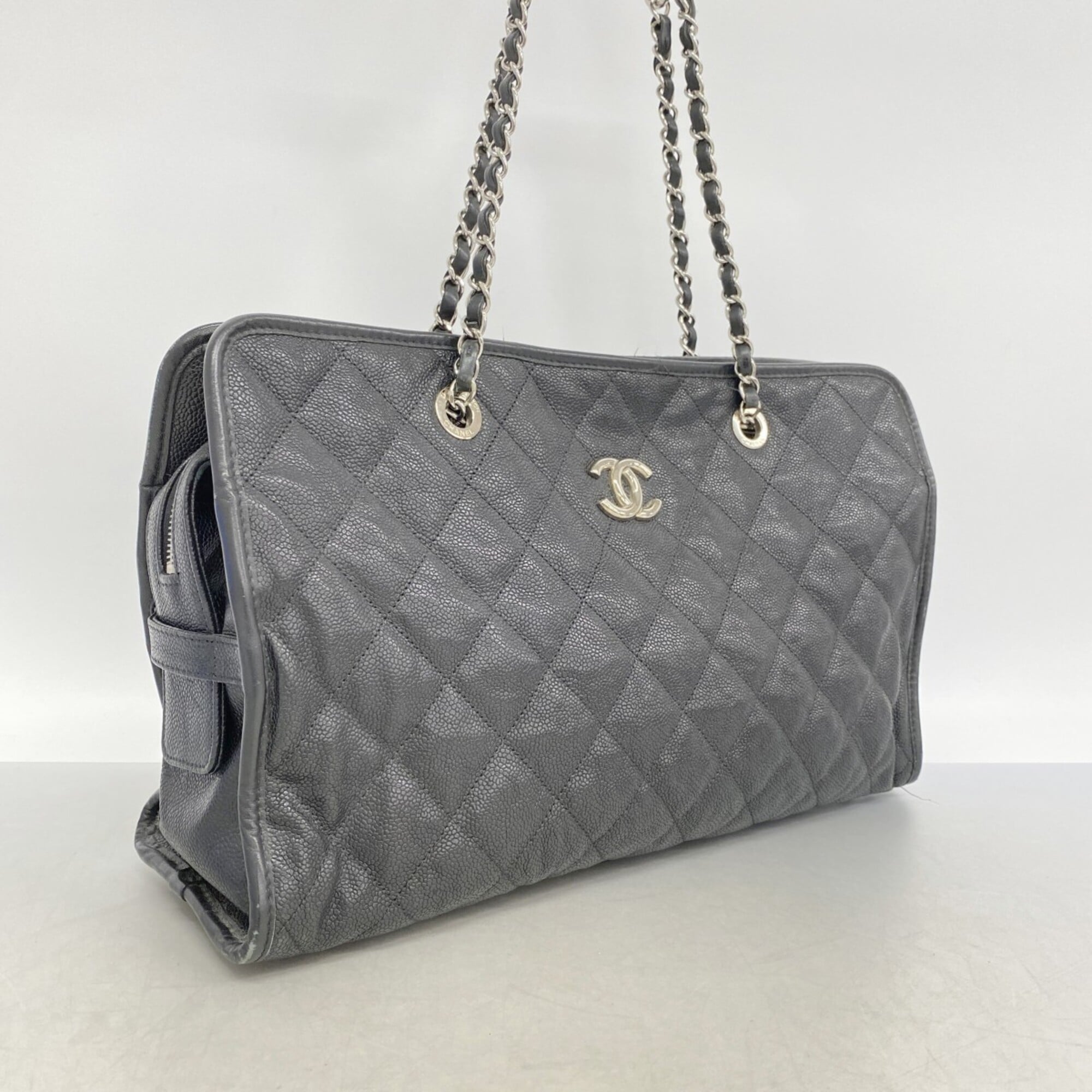 Chanel Black Grained Calfskin Tote Bag (Pre-Owned)