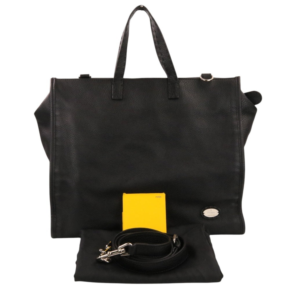 Fendi Selleria Black Leather Shoulder Bag Tote Bag (Pre-Owned)