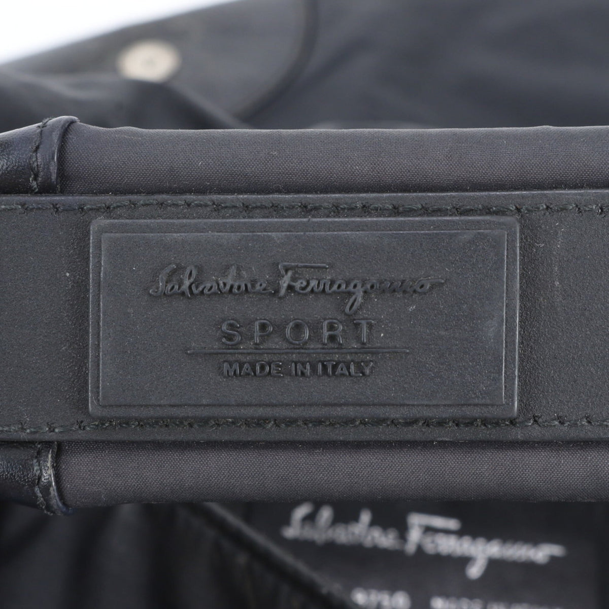 Salvatore Ferragamo Black Leather Nylon Handbag Shoulder Bag Tote Bag (Pre-Owned)