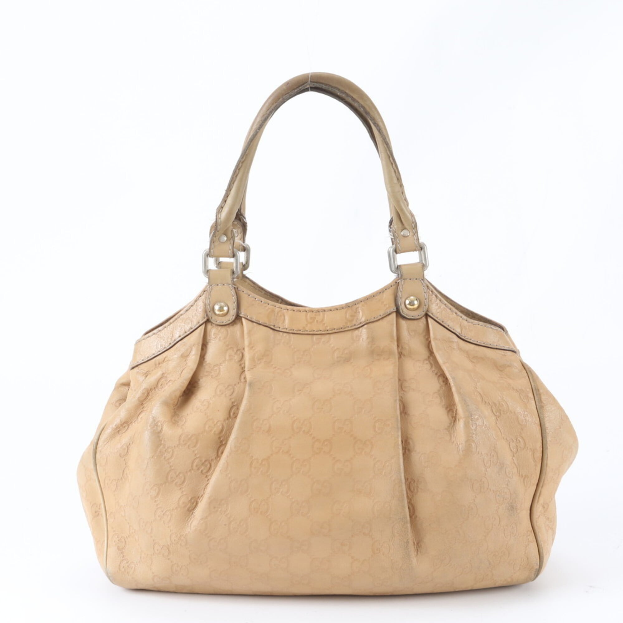 Gucci Sukey Beige Leather Handbag Tote Bag (Pre-Owned)