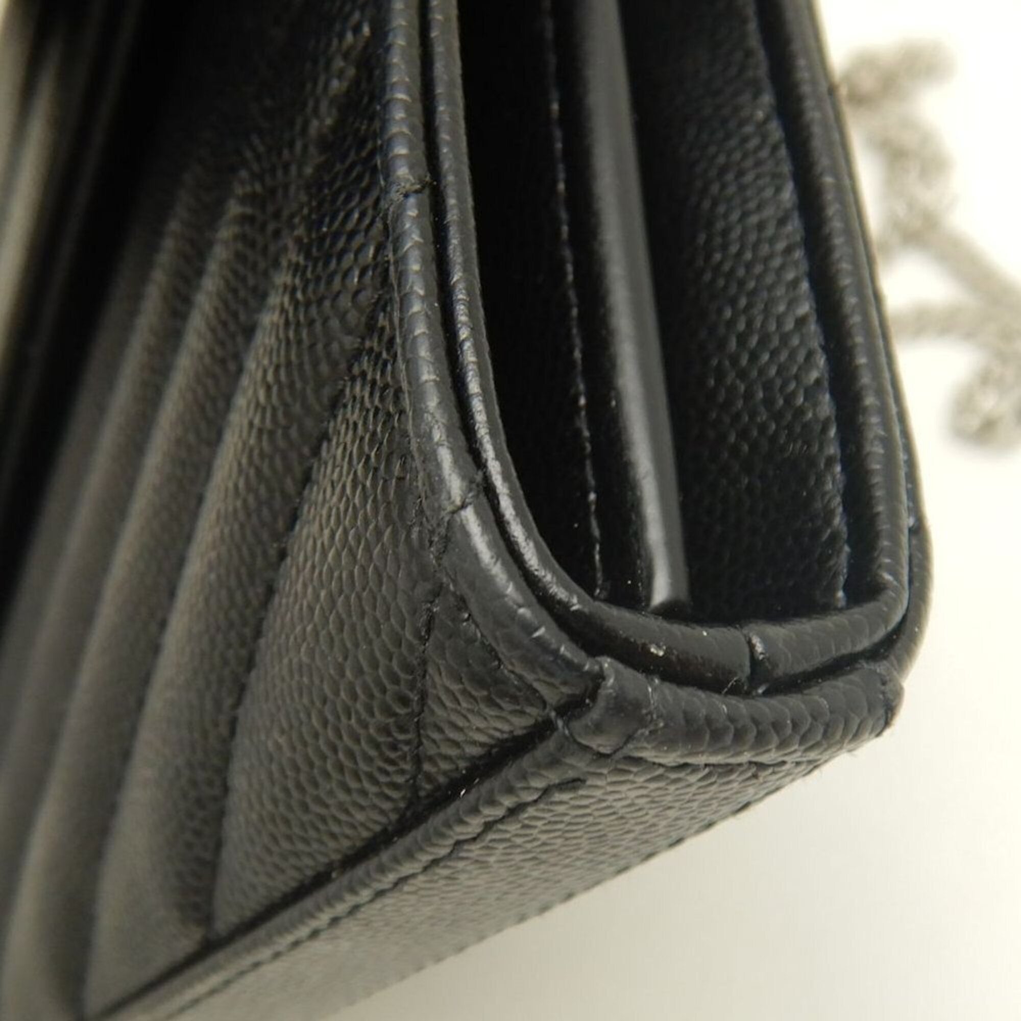 Yves Saint Laurent Black Leather Chain/Shoulder Wallet (Pre-Owned)