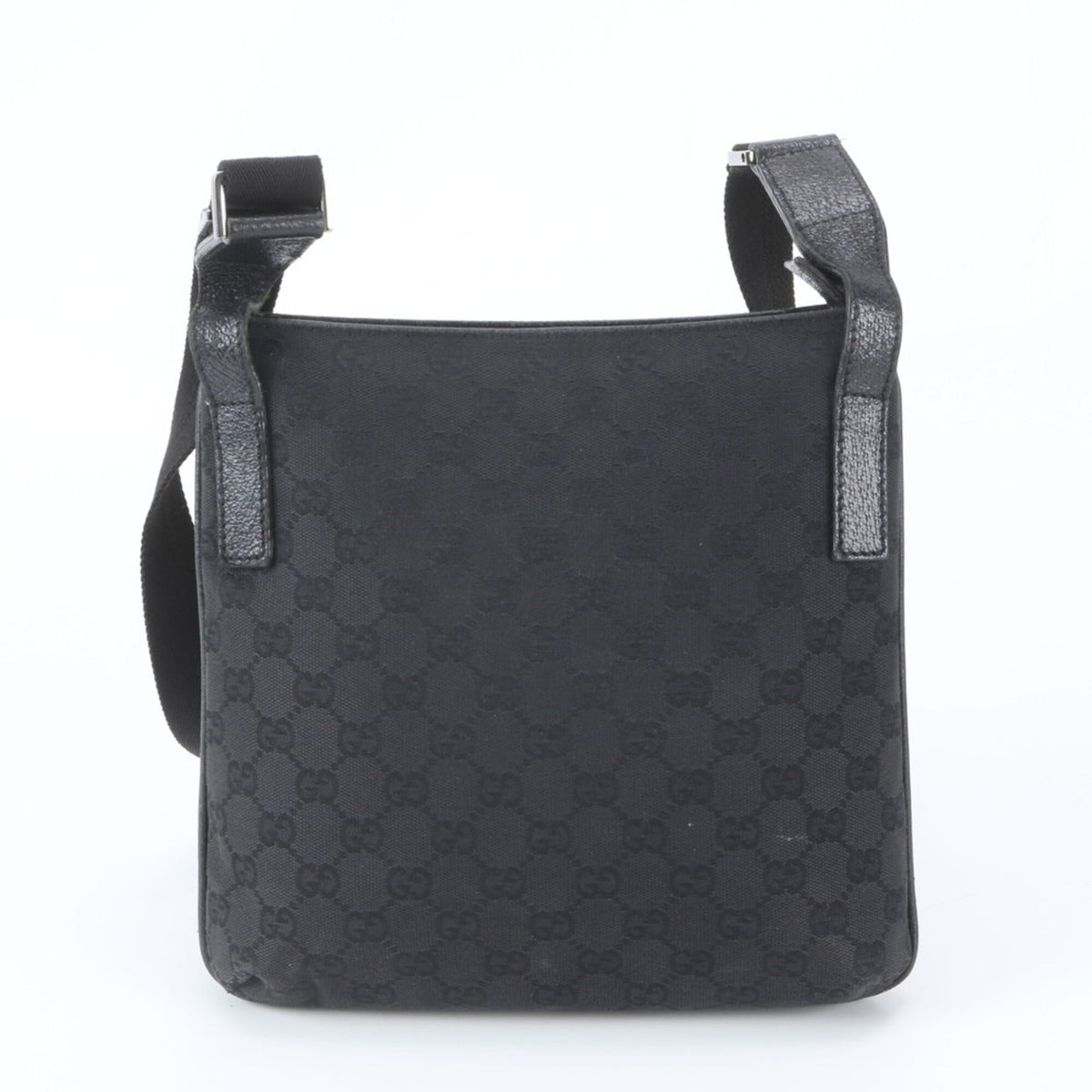 Gucci Black Leather Canvas Handbag Shoulder Bag Tote Bag (Pre-Owned)