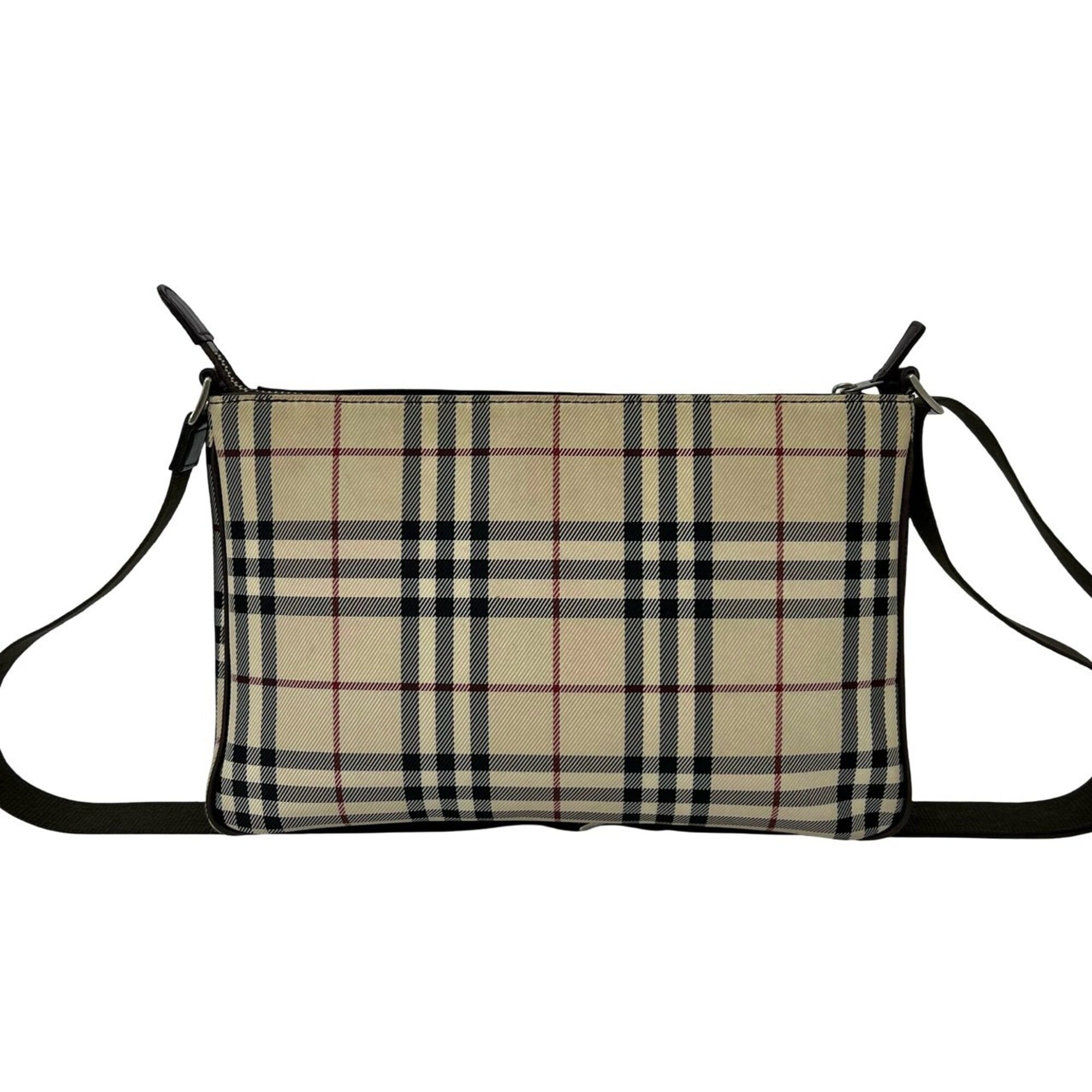 Burberry Beige Brown Canvas Leather Shoulder Bag (Pre-Owned)