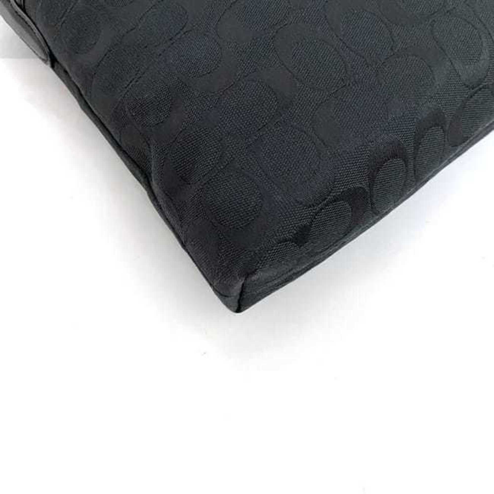 Coach Black Canvas Leather Shoulder Bag (Pre-Owned)