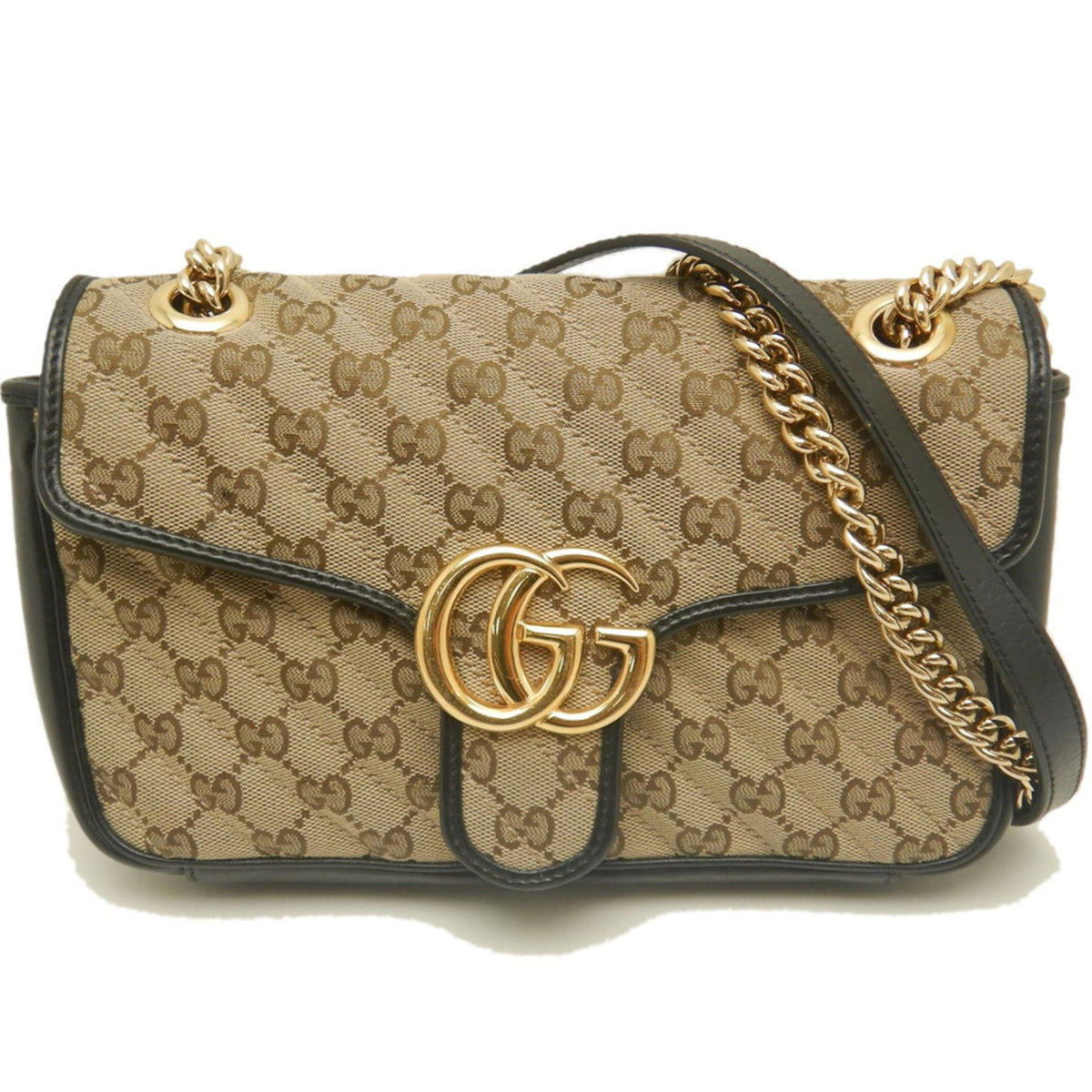 Gucci Beige Gg Canvas Leather Shoulder Bag (Pre-Owned)