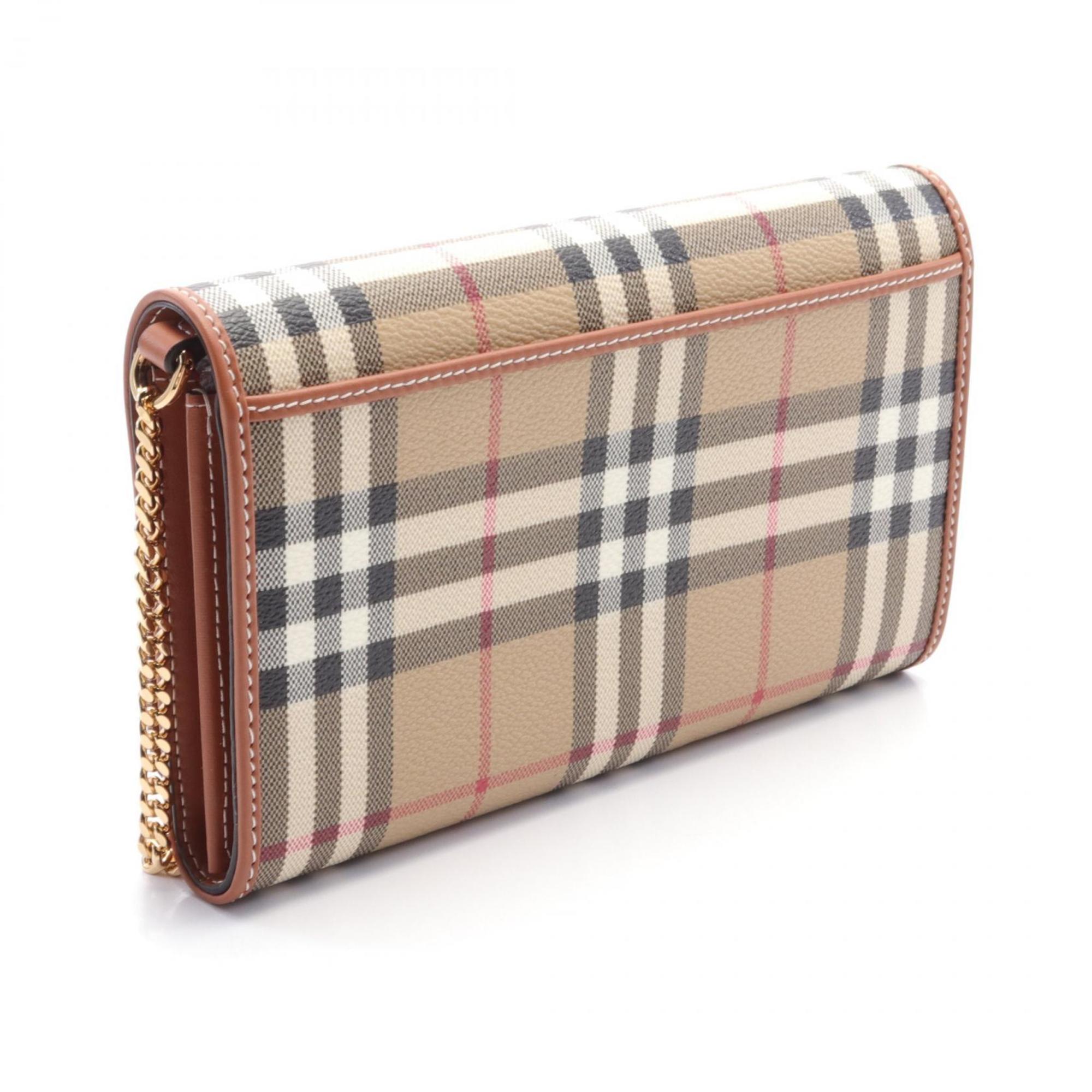 Burberry Beige Brown Multi-Color Coated Canvas Leather Shoulder Bag