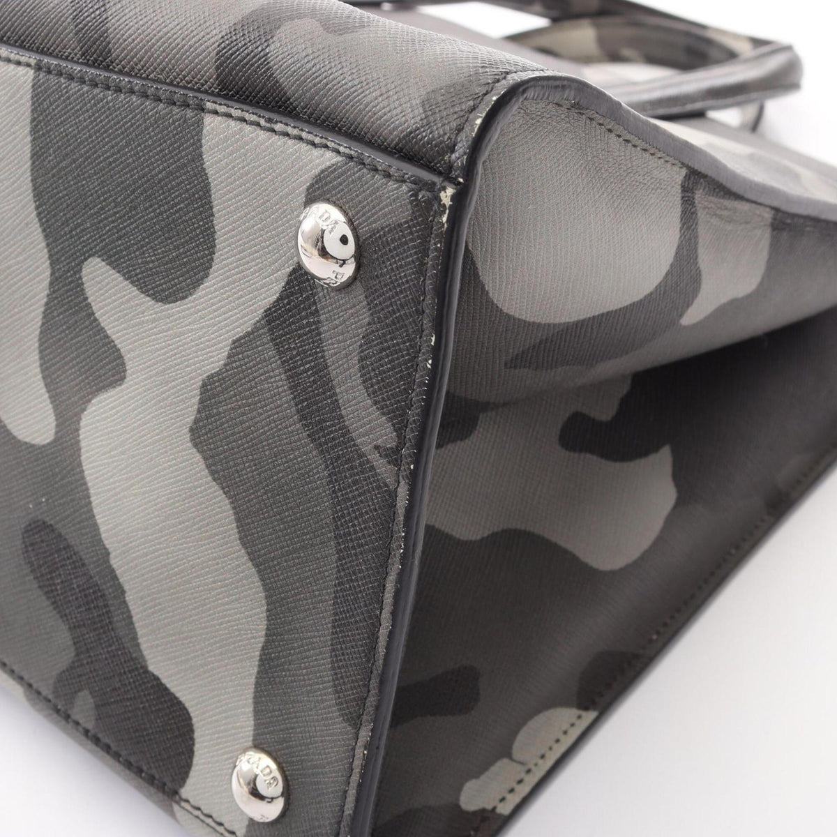 Prada Saffiano Gray Multi-Color Saffiano Handbag (Pre-Owned)