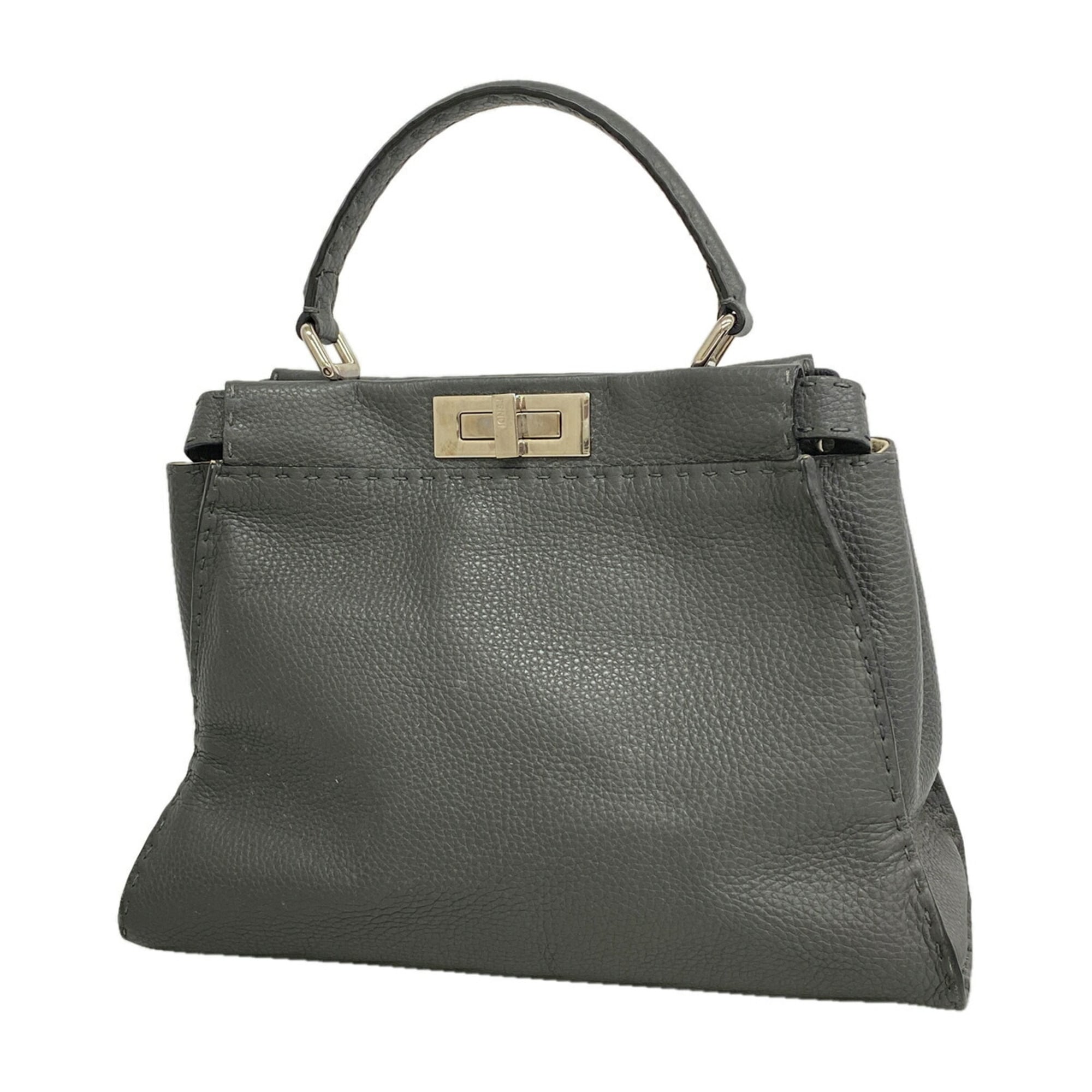 Fendi Gray Leather Handbag (Pre-Owned)