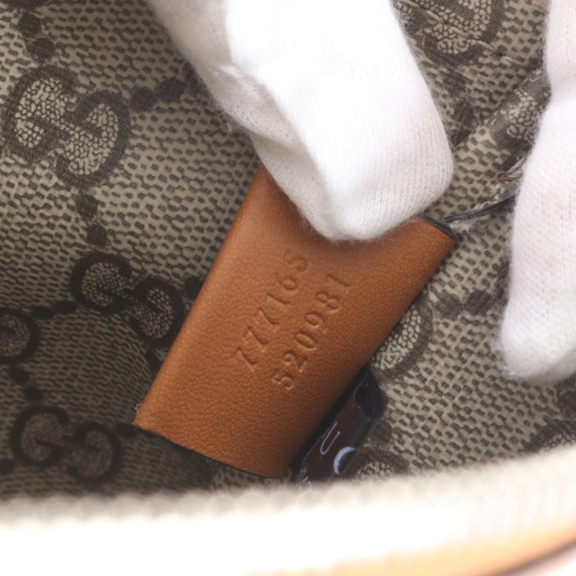 Gucci Beige Leather Canvas Handbag (Pre-Owned)