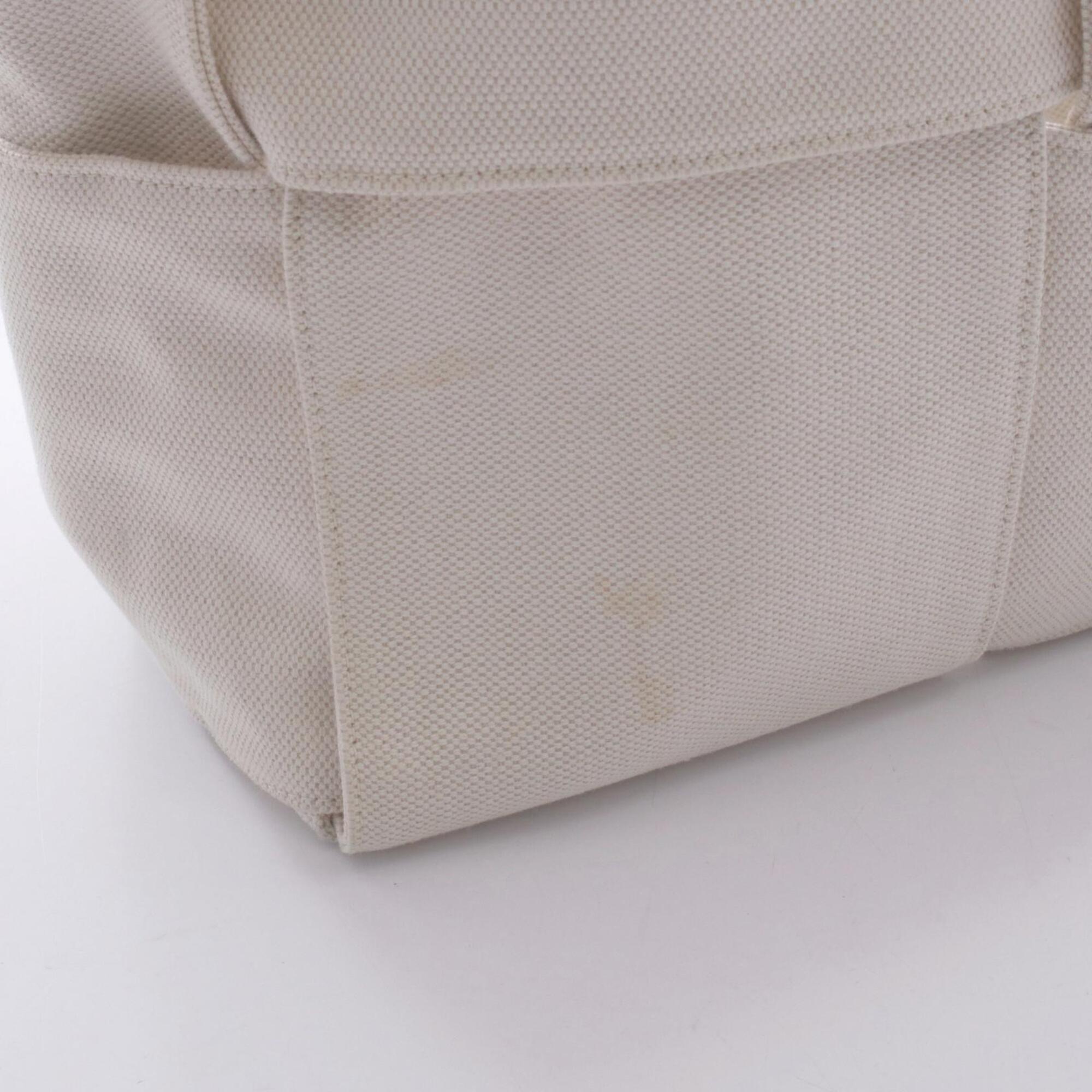 Bottega Veneta Black Ivory Canvas Leather Handbag Pouch Tote Bag (Pre-Owned)