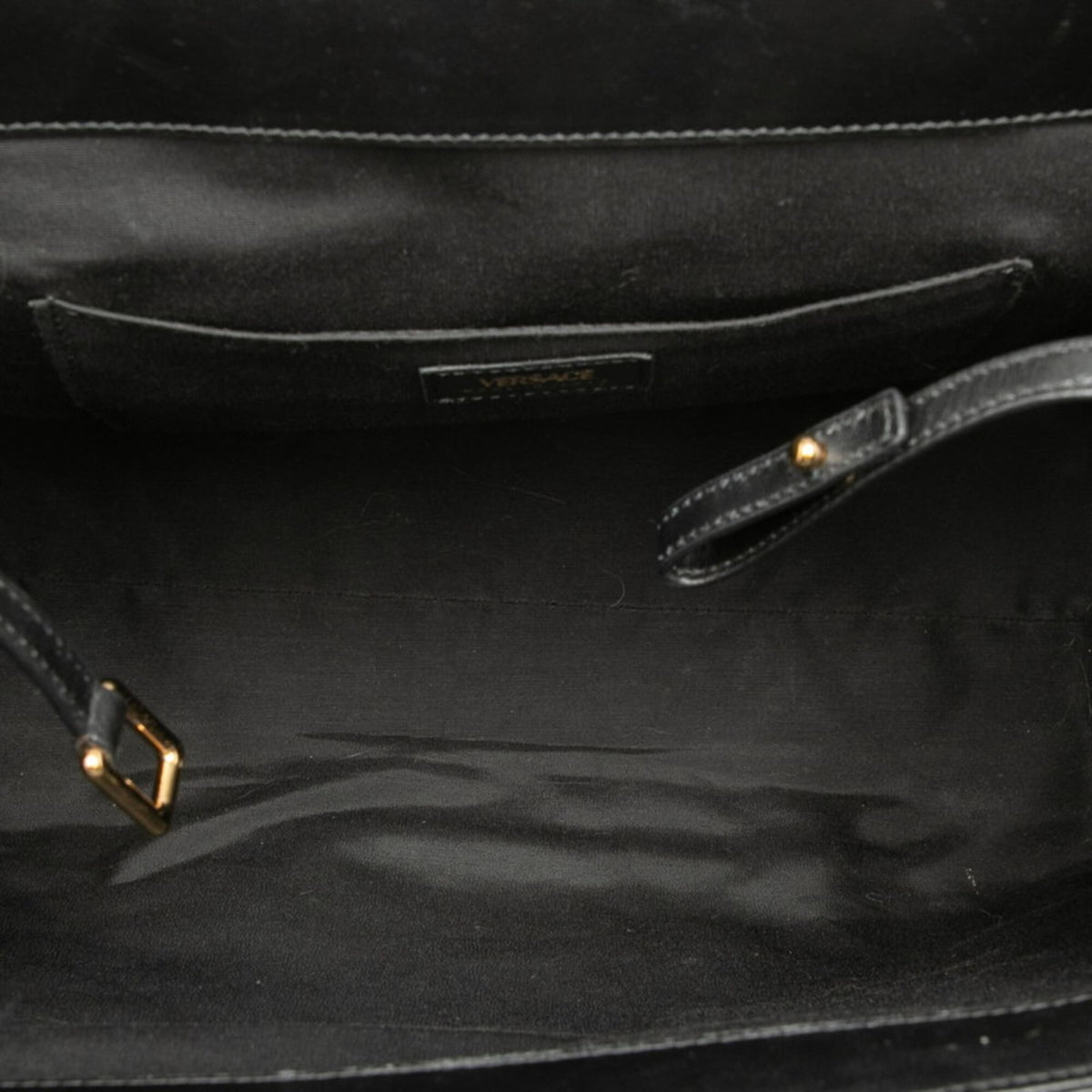 Versace Black Leather Pouch Tote Bag (Pre-Owned)