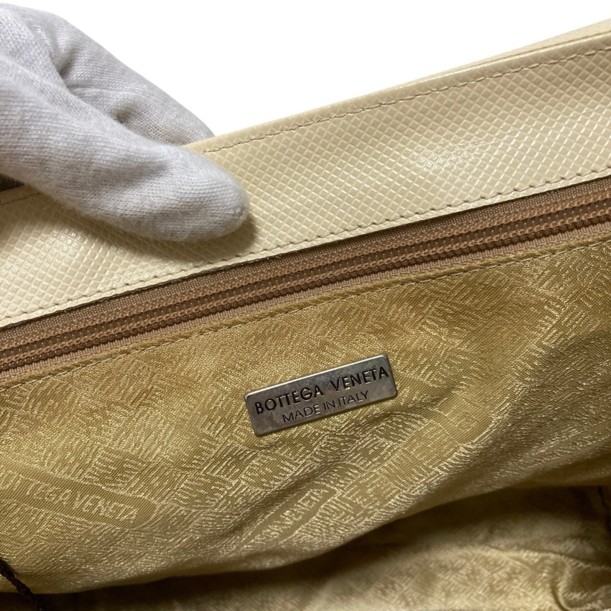 Bottega Veneta Beige White Leather Tote Bag (Pre-Owned)