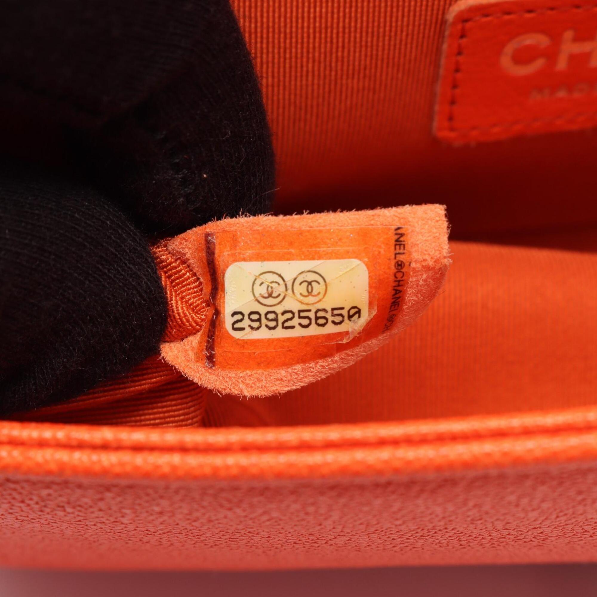 Chanel Orange Grained Calfskin Handbag Shoulder Bag (Pre-Owned)