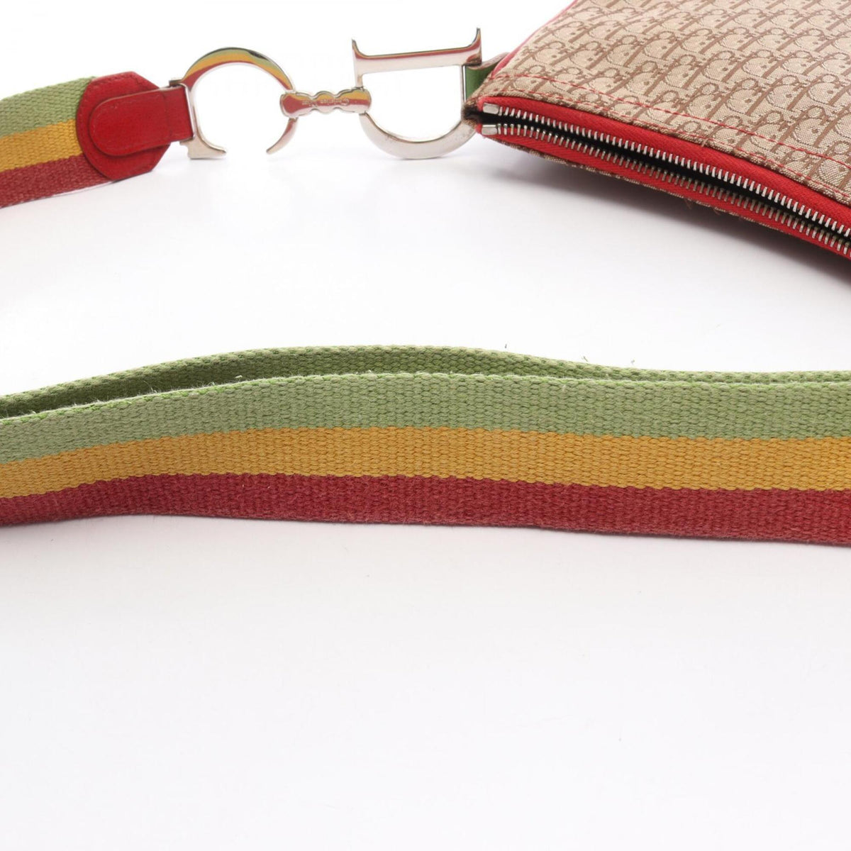 Christian Dior Beige Multi-Color Canvas Leather Handbag Shoulder Bag (Pre-Owned)