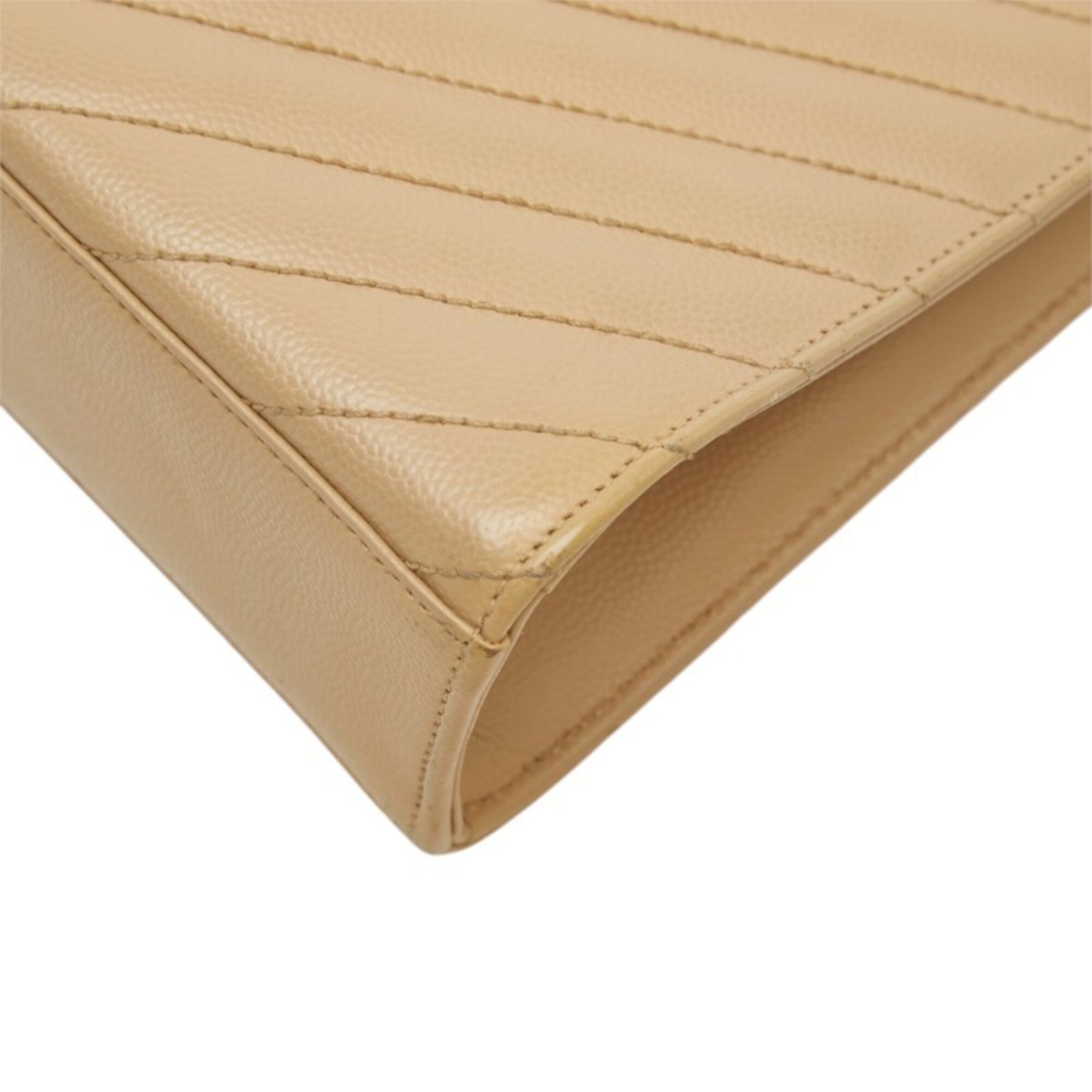 Saint Laurent Beige Gold Leather Shoulder Bag (Pre-Owned)