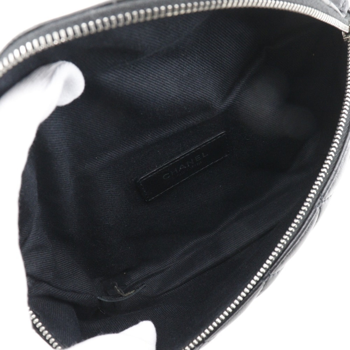 Chanel Black Leather Fanny Pack Sling Bag (Pre-Owned)