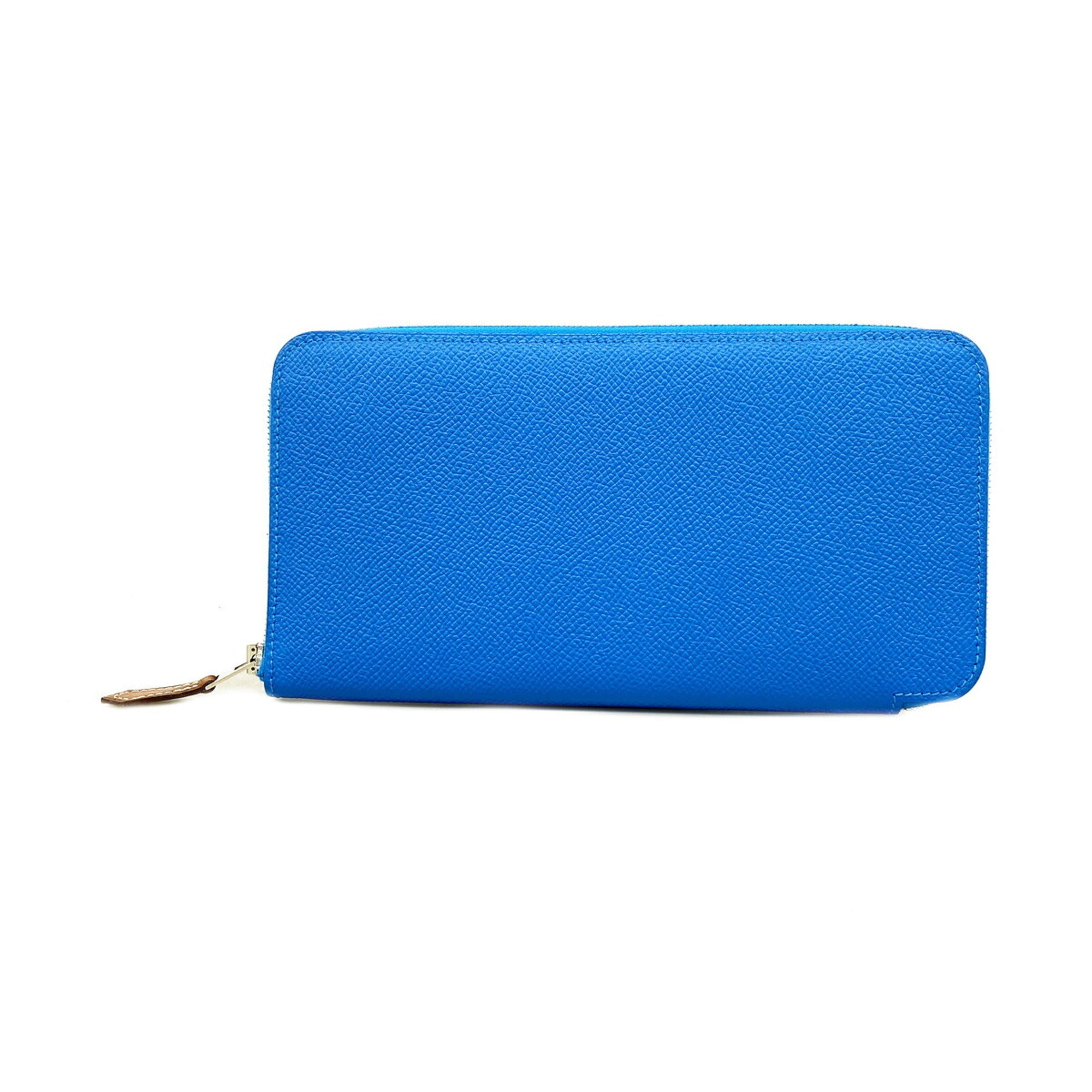 Hermes Blue Epsom Leather Leather Long Wallet (Bi-Fold) (Pre-Owned)