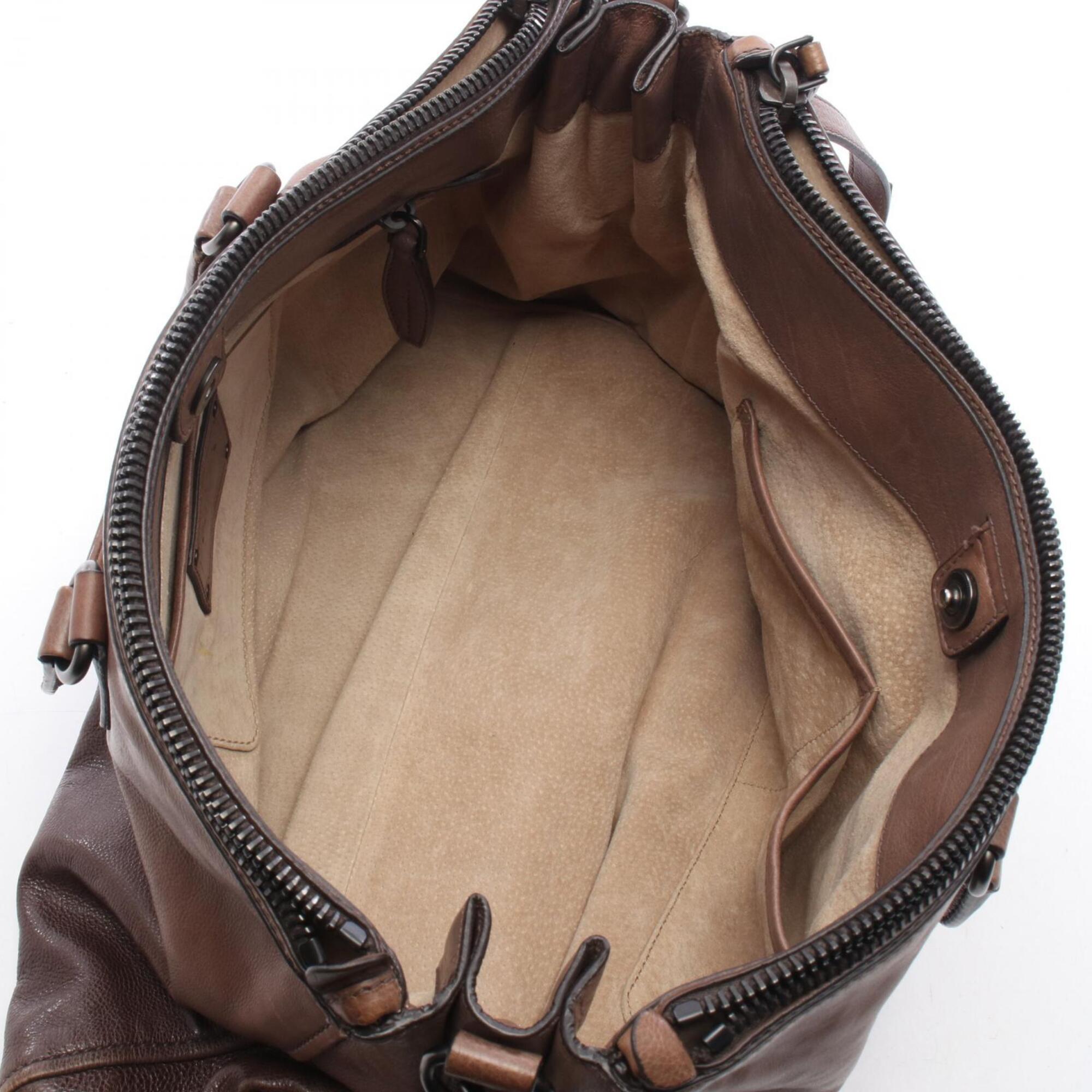 Prada Brown Leather Handbag Tote Bag (Pre-Owned)