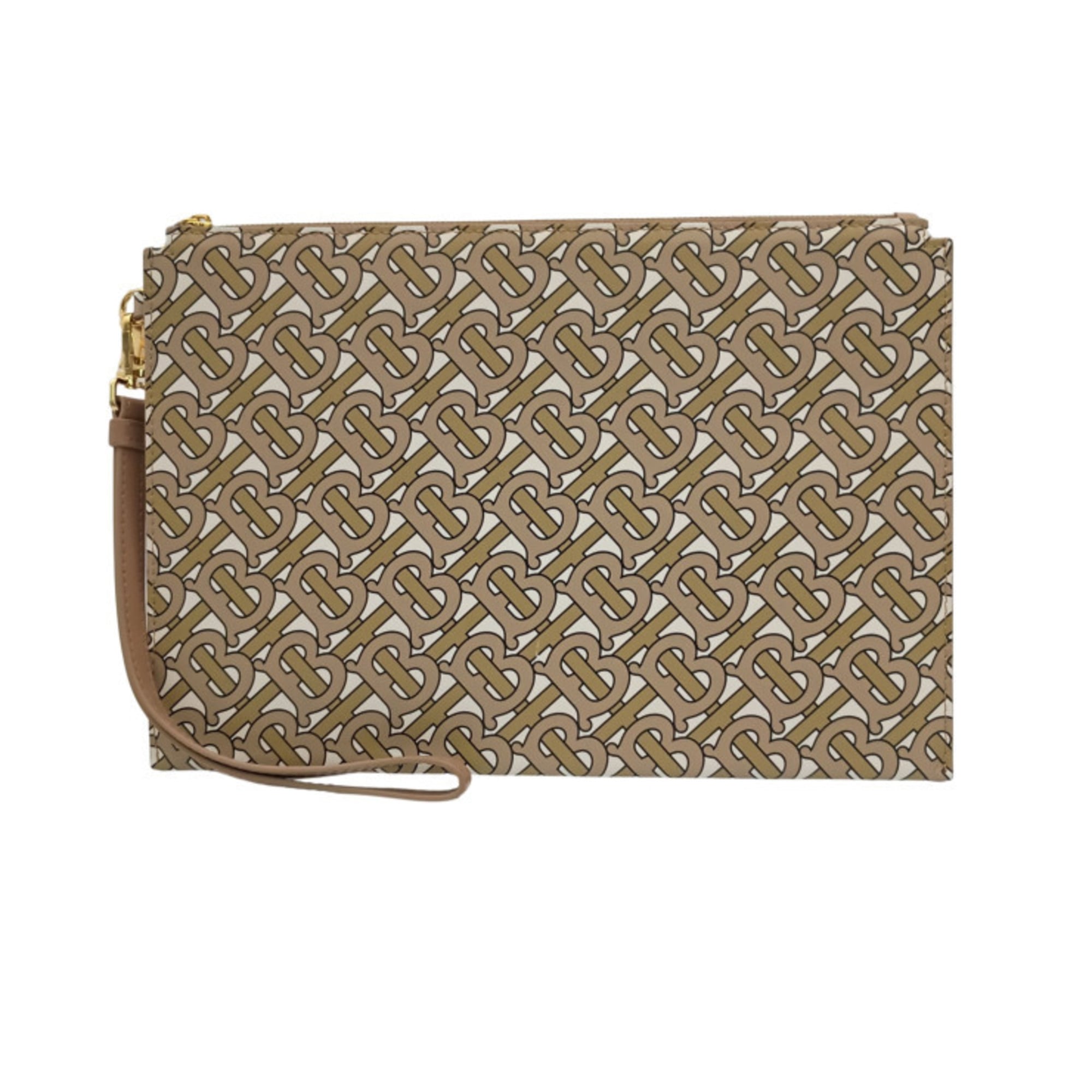 Burberry Beige Canvas Clutch Bag Handbag (Pre-Owned)