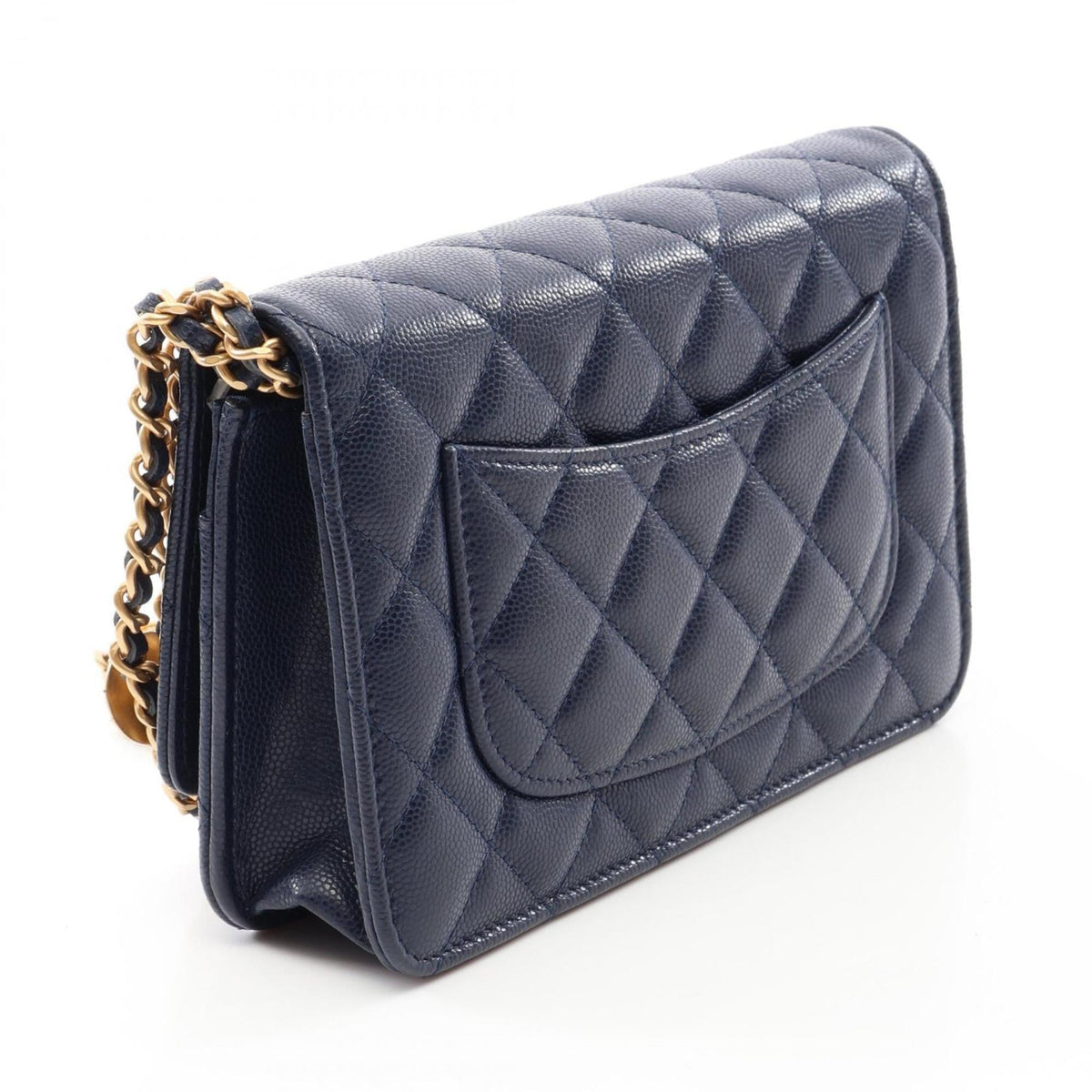 Chanel Navy Grained Calfskin Handbag Shoulder Bag (Pre-Owned)