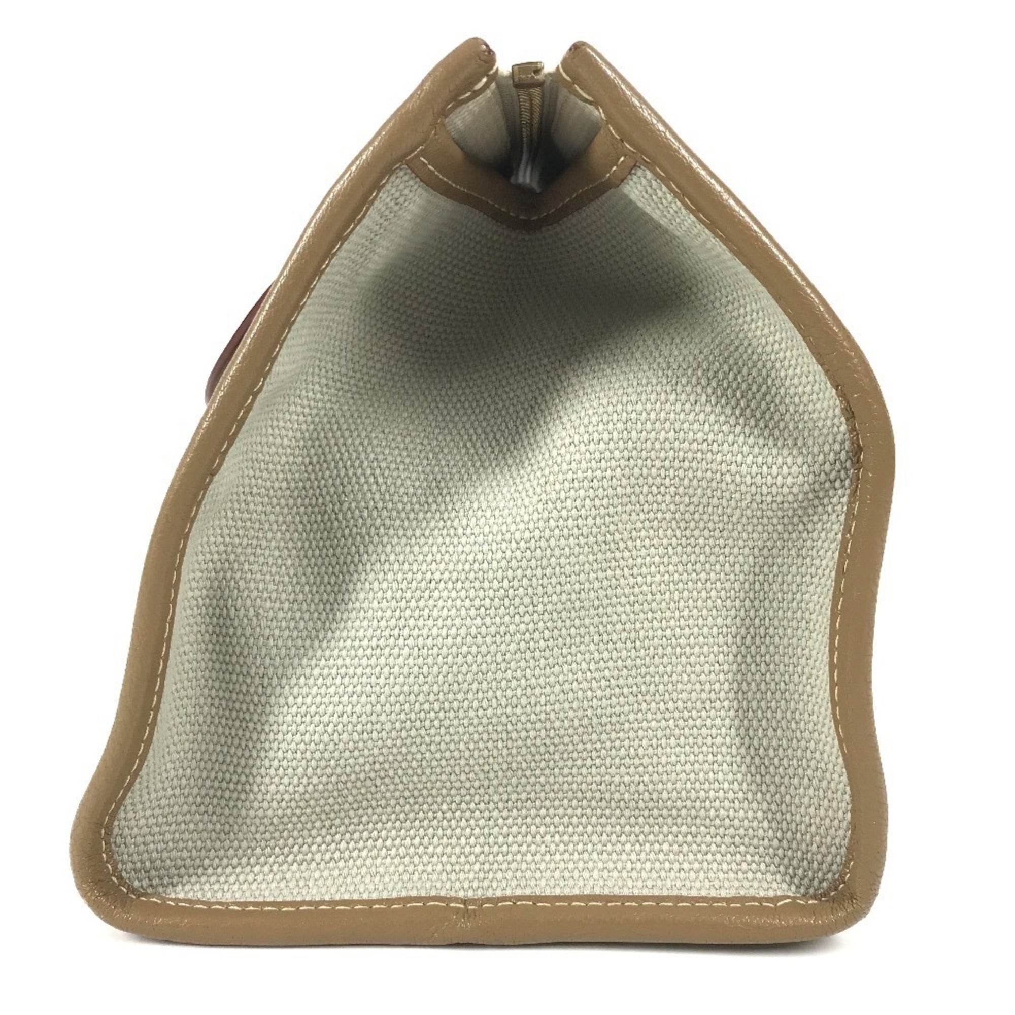 Louis Vuitton Beige Leather Canvas Handbag Tote Bag (Pre-Owned)
