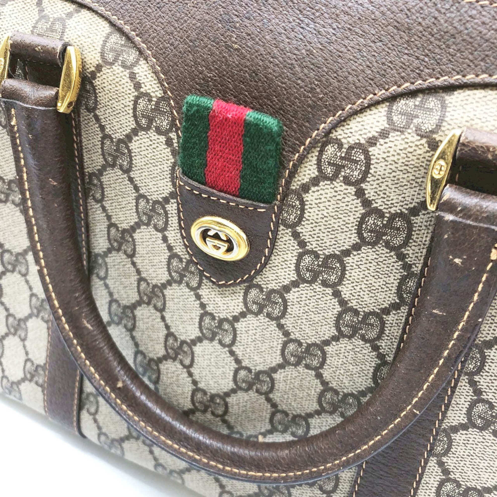 Gucci Brown Brown Gg Gg Supreme Boston Bag Handbag (Pre-Owned)