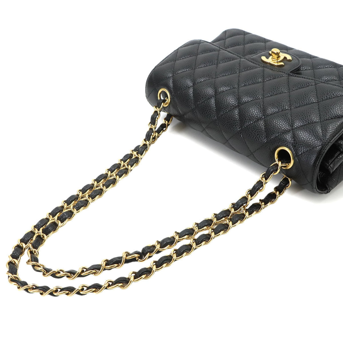 Chanel Black Grained Calfskin Handbag Shoulder Bag (Pre-Owned)