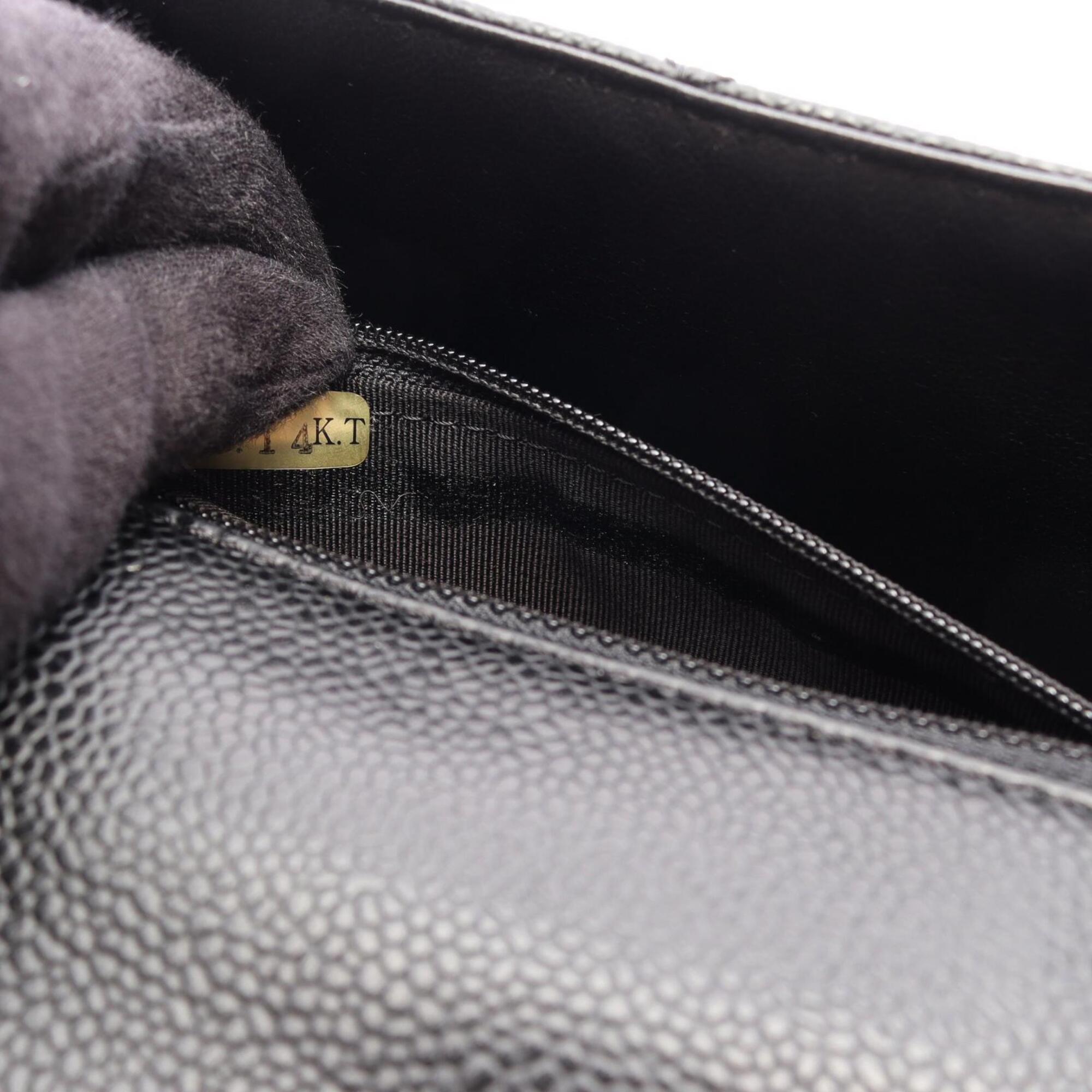 Chanel Black Grained Calfskin Handbag (Pre-Owned)