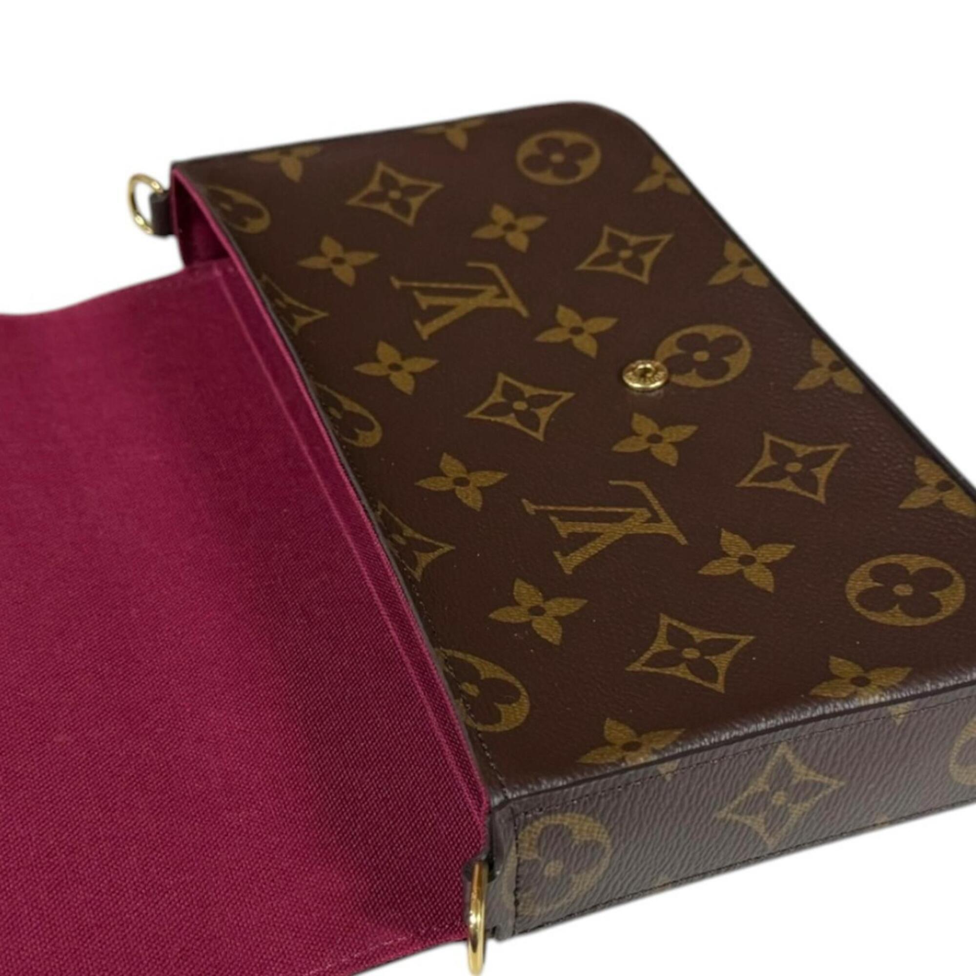 Louis Vuitton Brown Fuchsia Monogram Canvas Pochette Shoulder Bag (Pre-Owned)