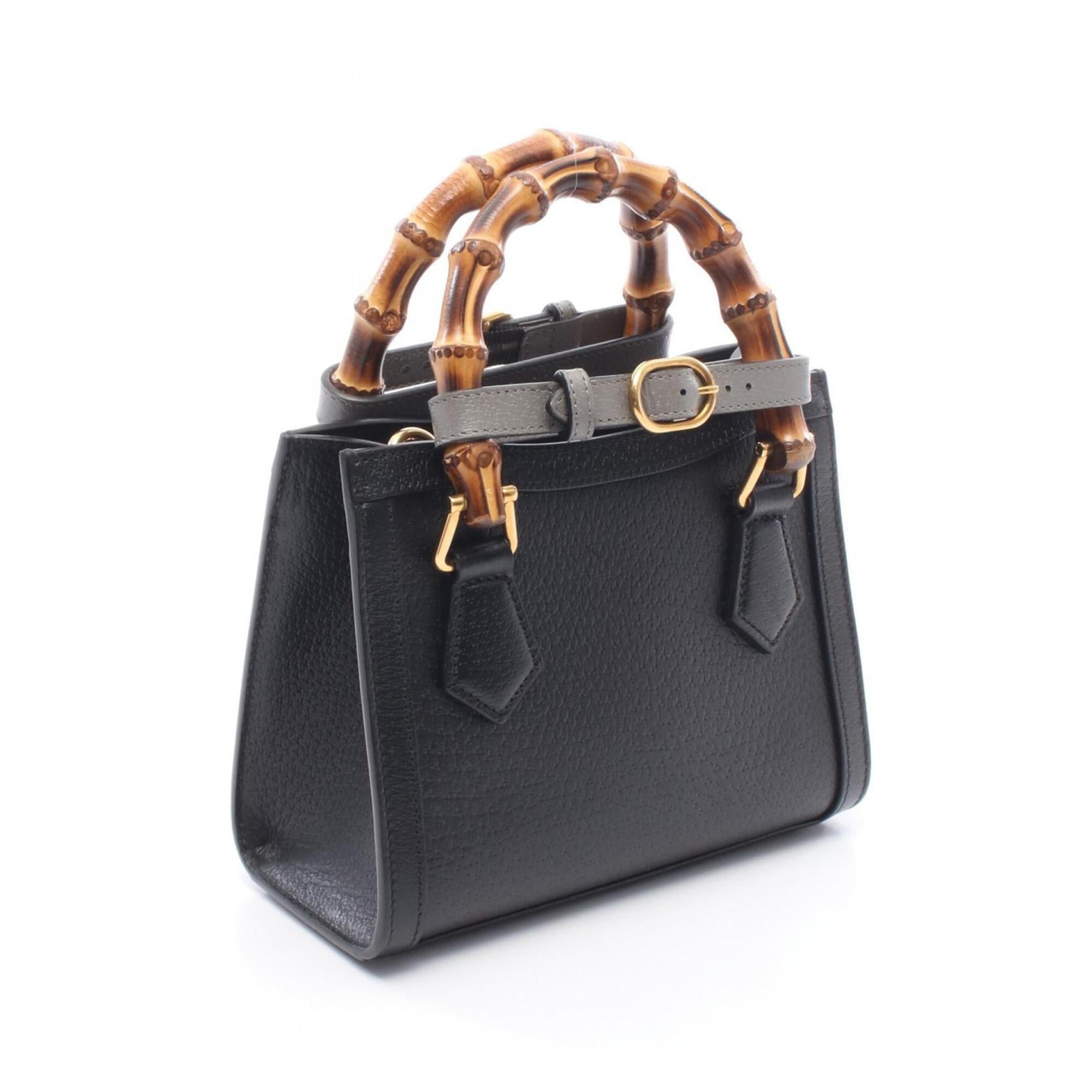 Gucci Black Leather Handbag Tote Bag (Pre-Owned)