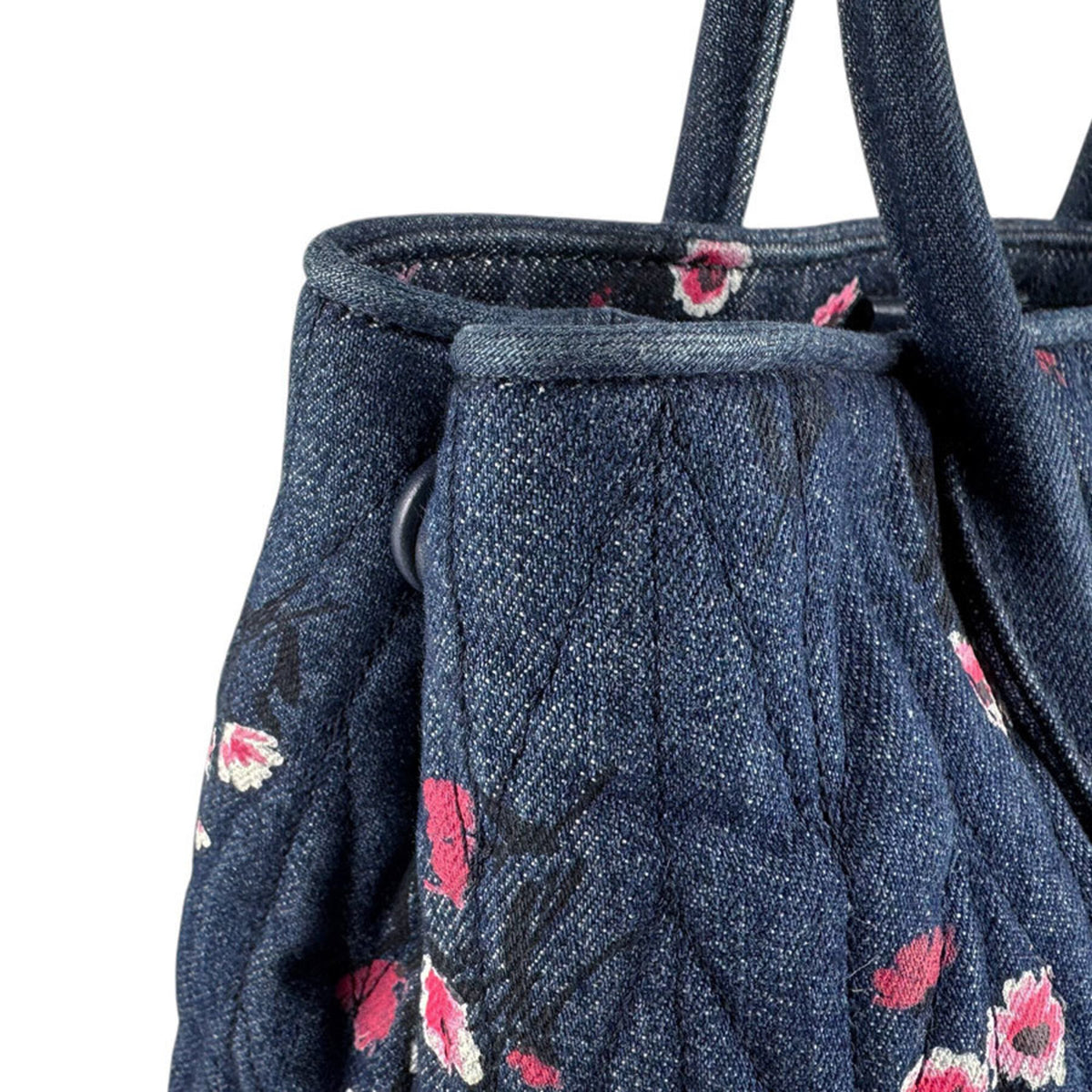 Miu Miu Navy Pink Denim Handbag Shoulder Bag (Pre-Owned)