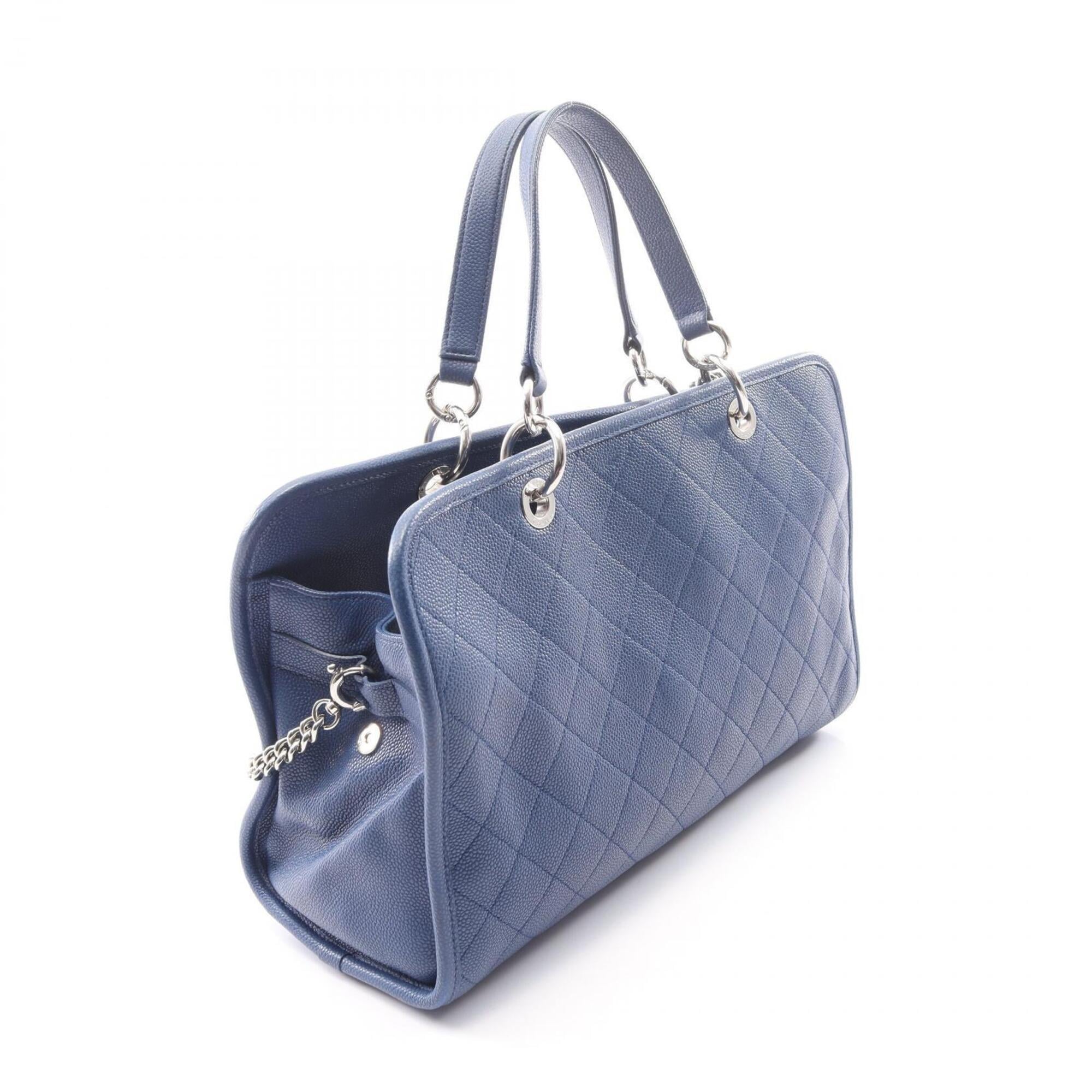 Chanel Blue Grained Calfskin Handbag Tote Bag (Pre-Owned)