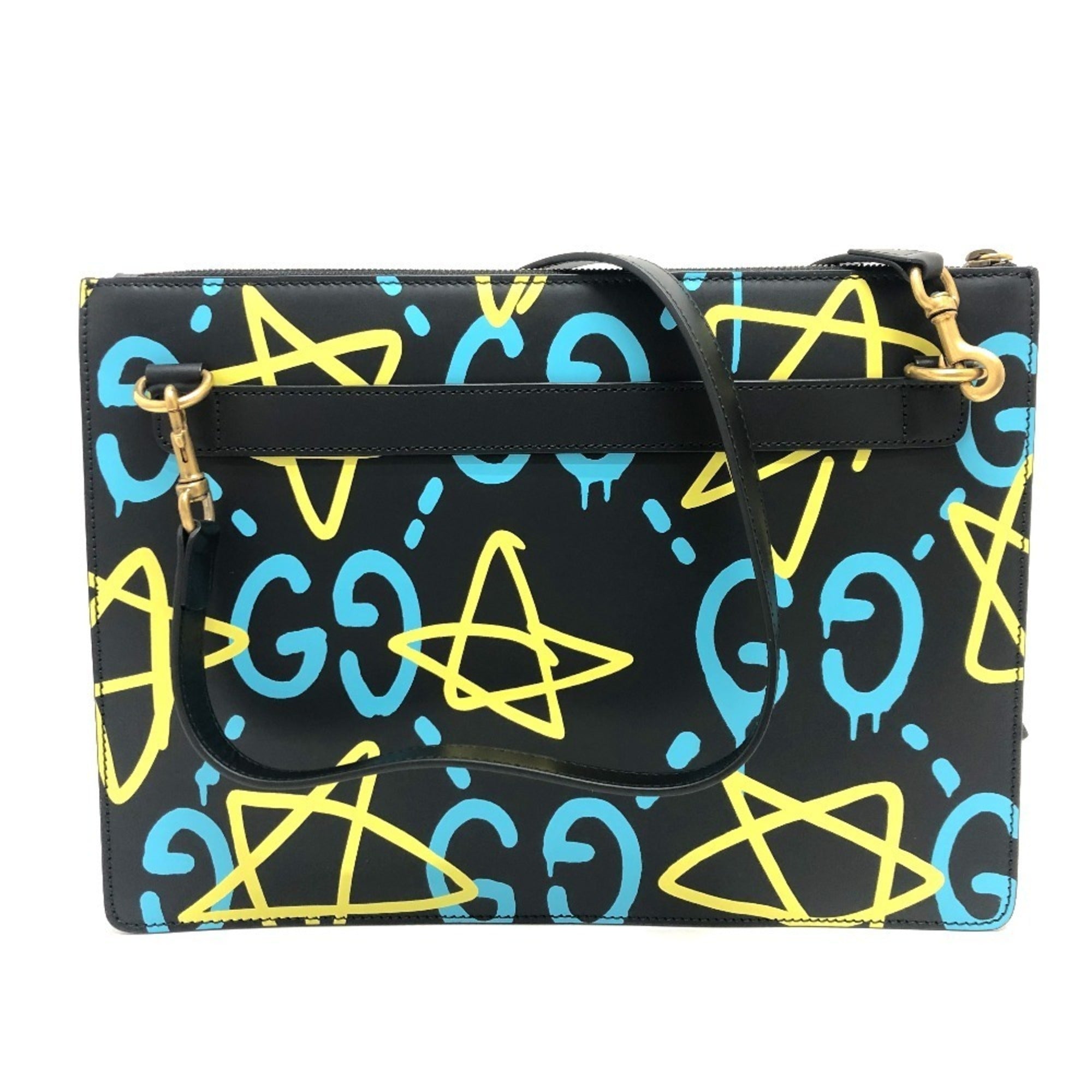 Gucci Black Multi-Color Leather Shoulder Bag (Pre-Owned)