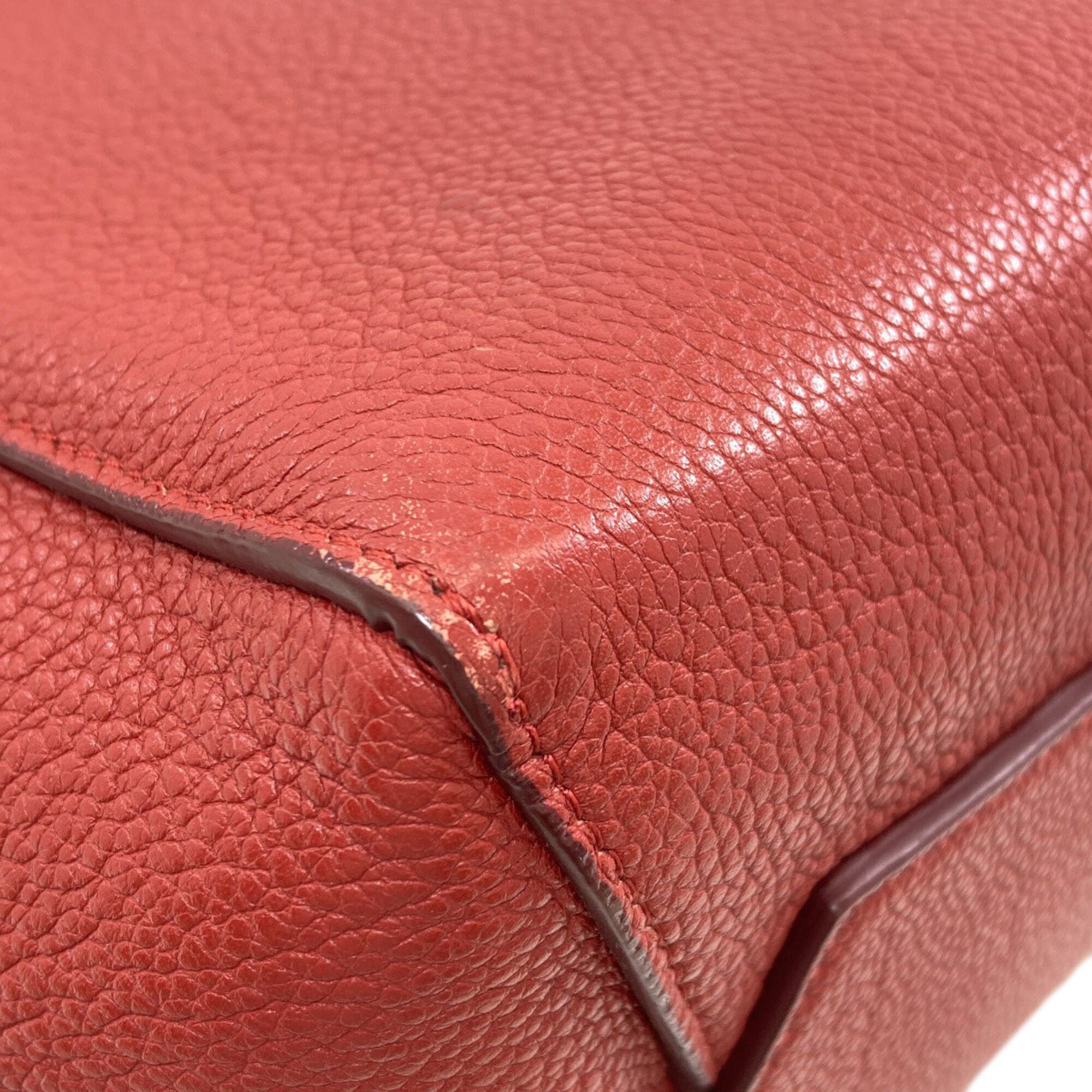 Celine Red Color Leather Shoulder Bag (Pre-Owned)