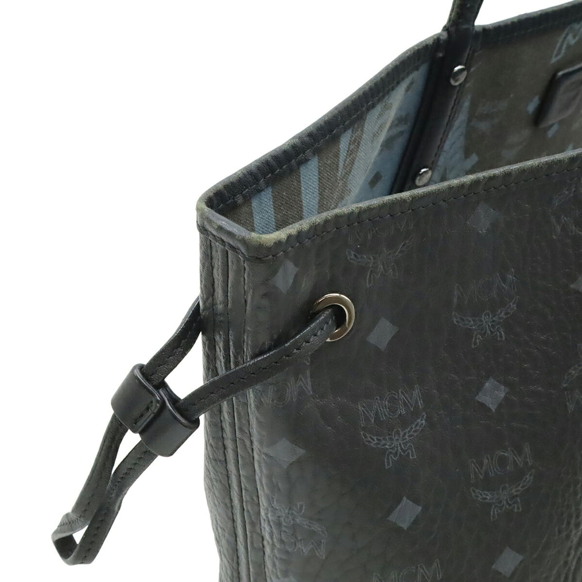 Mcm Black Blue Canvas Pouch Shoulder Bag Tote Bag (Pre-Owned)