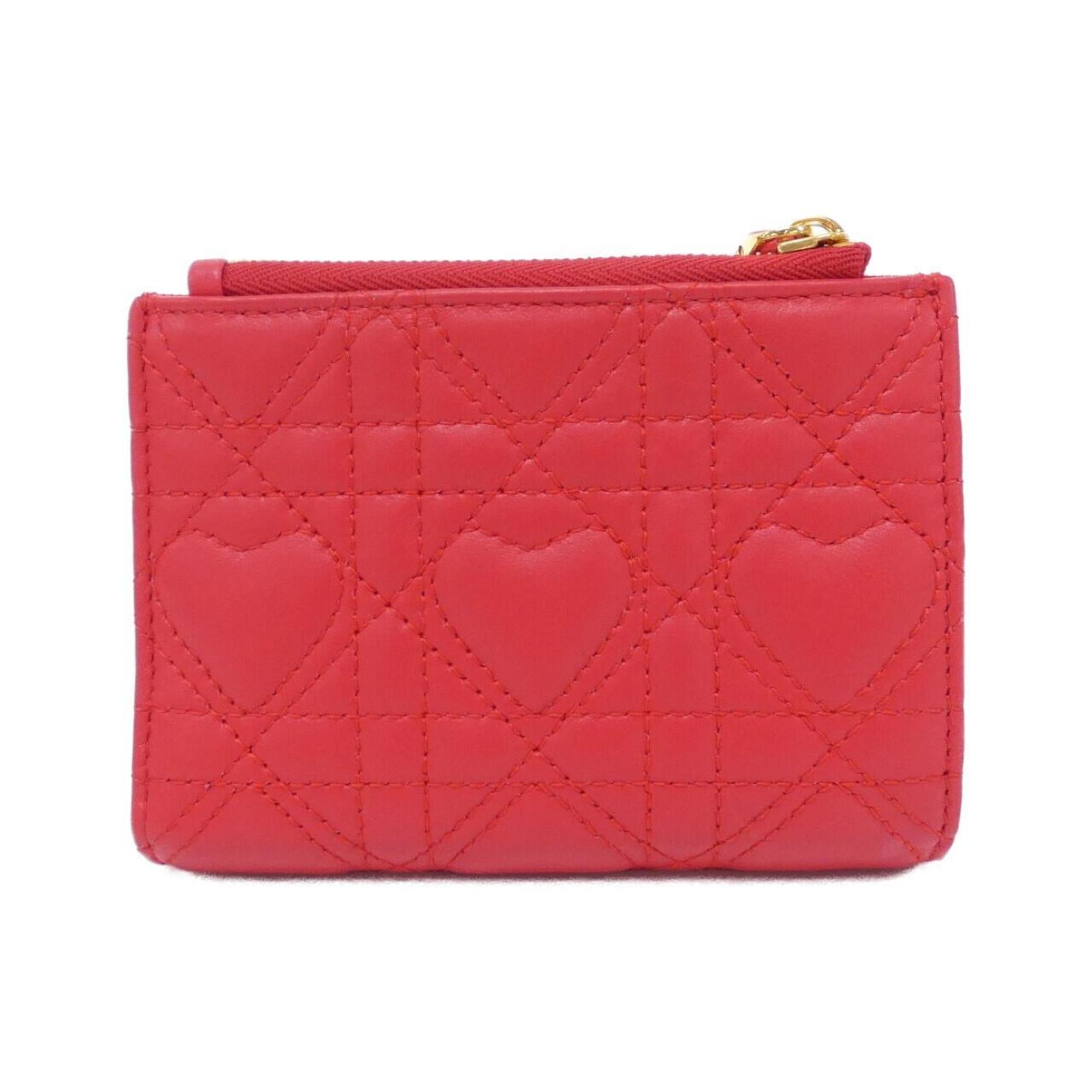 Christian Dior Red Color Leather Wallet (Bi-Fold) (Pre-Owned)