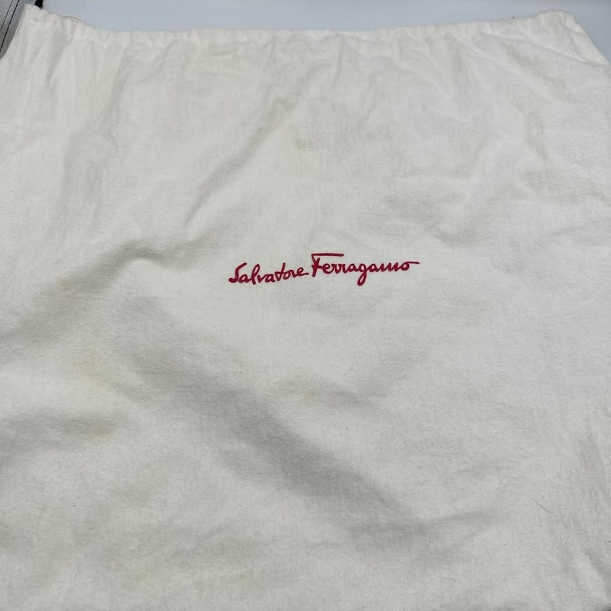 Salvatore Ferragamo Beige Brown Canvas Leather Handbag (Pre-Owned)