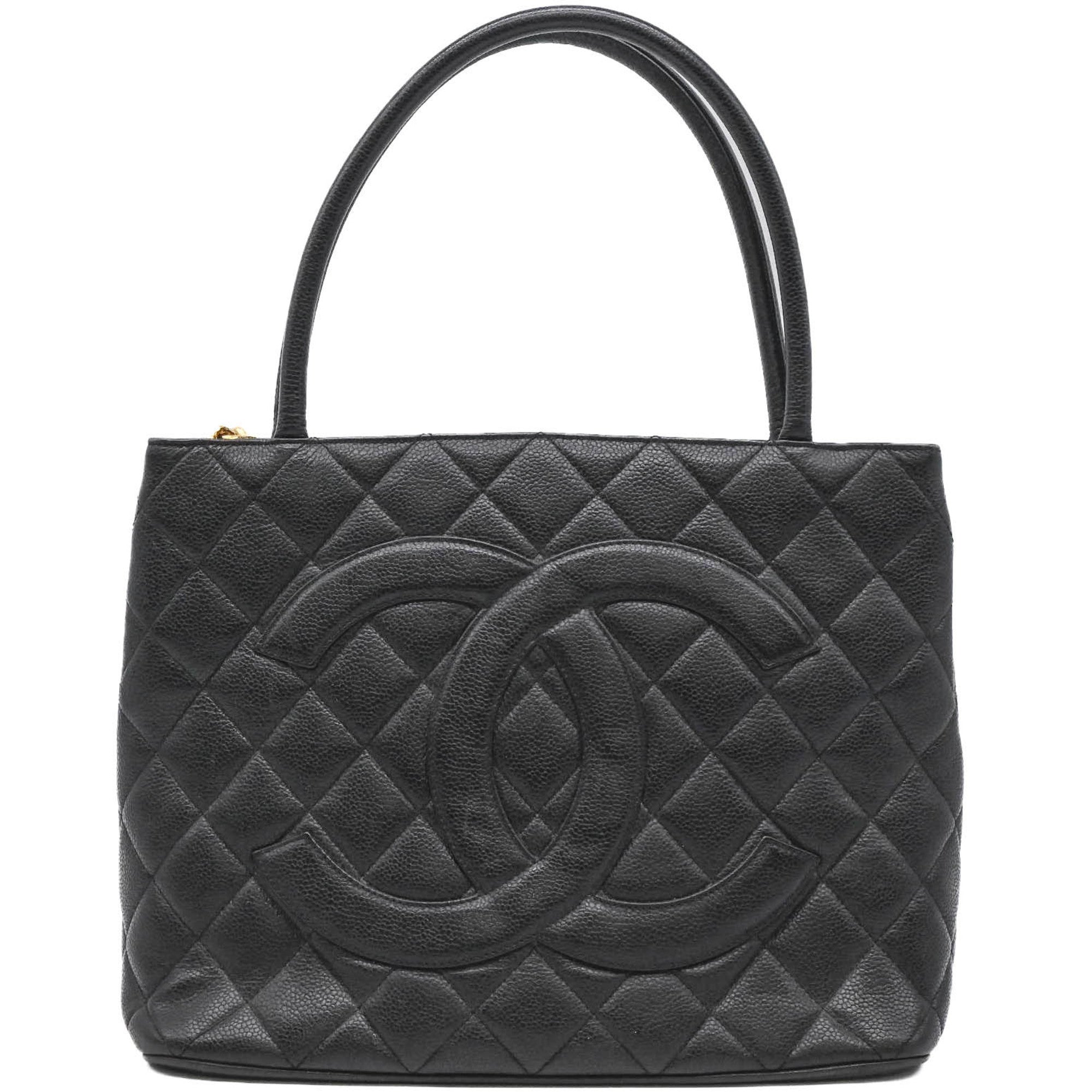 Chanel Black Grained Calfskin Handbag Tote Bag (Pre-Owned)