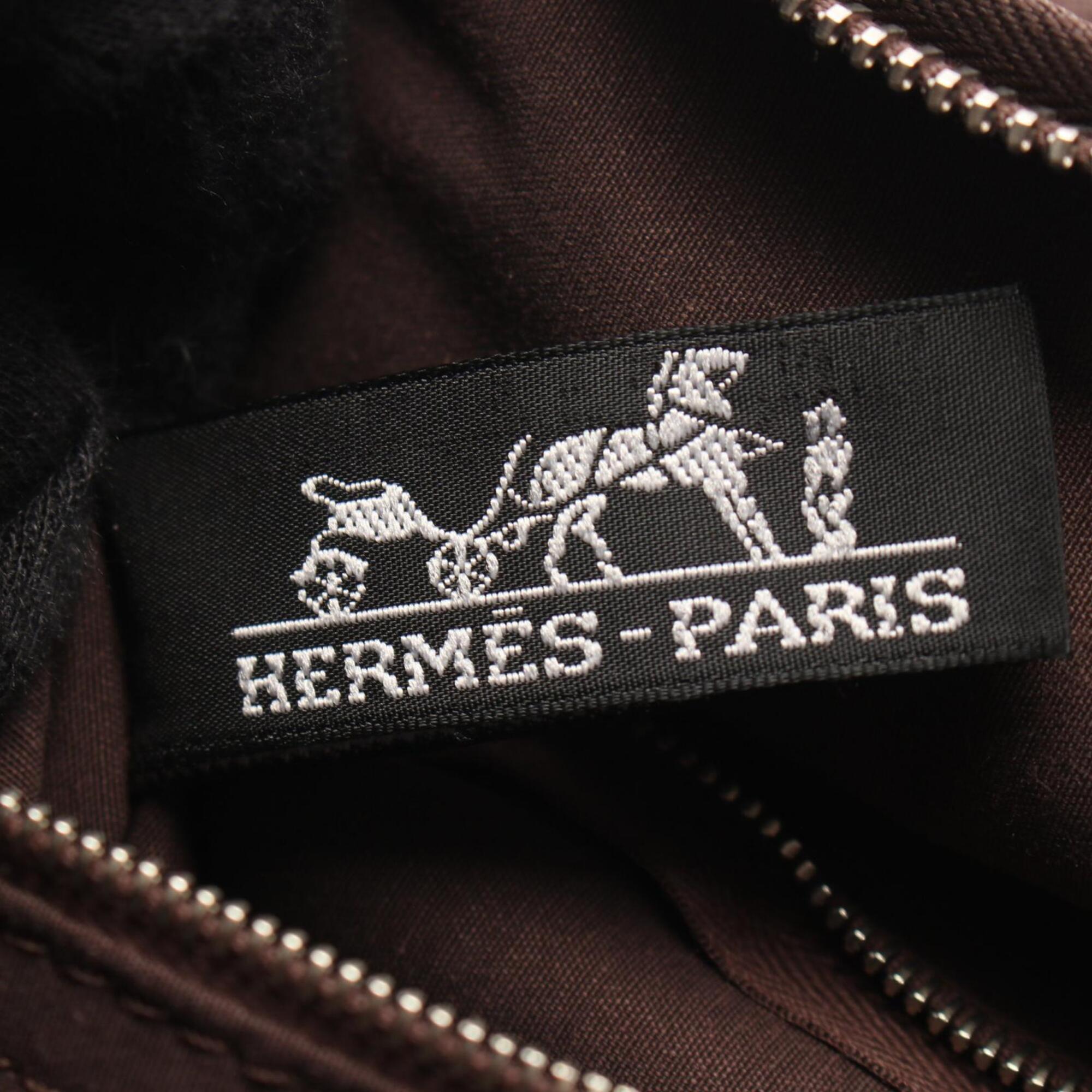 Hermes Brown Toile Chevron Leather Handbag (Pre-Owned)