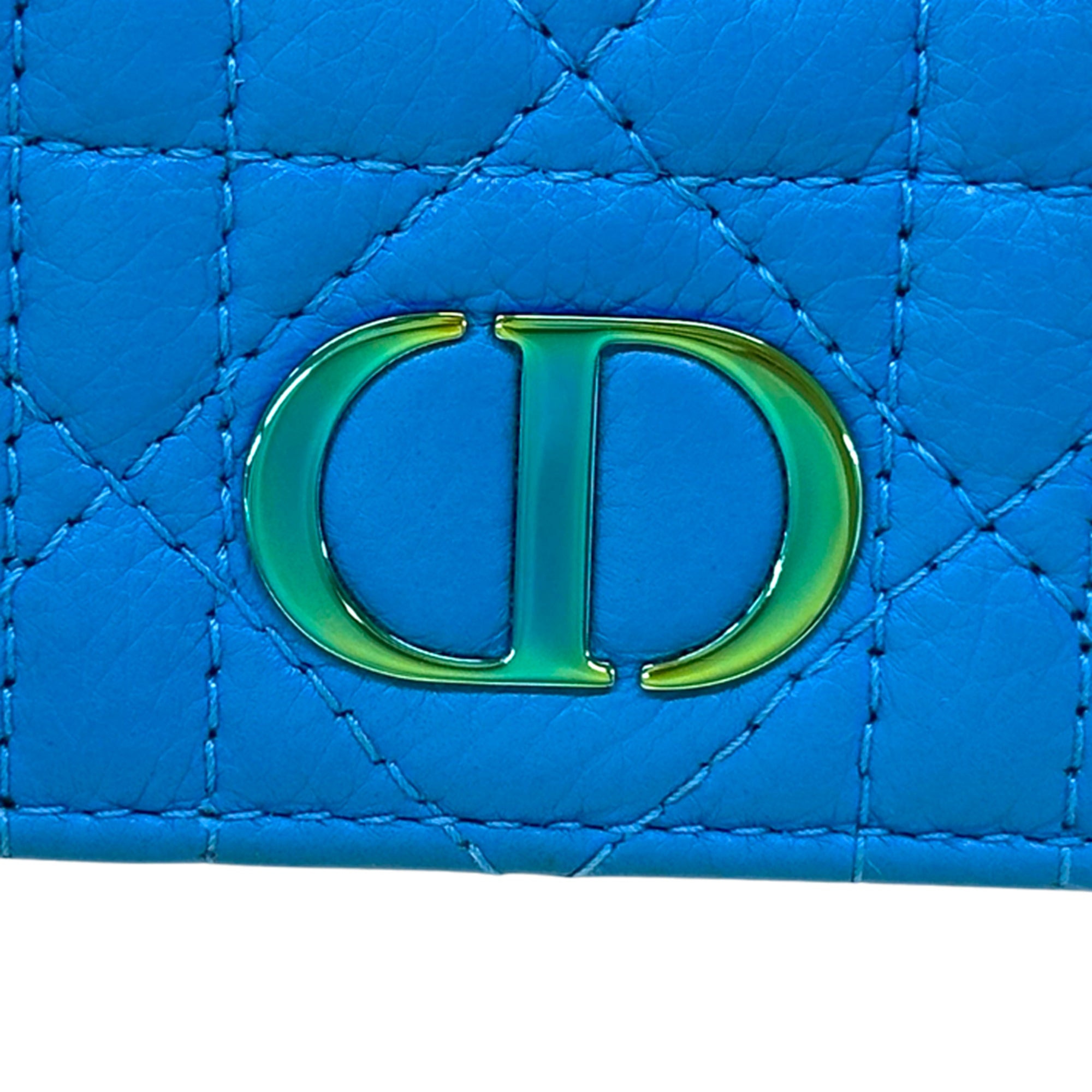 Christian Dior Blue Leather Wallet (Tri-Fold) (Pre-Owned)